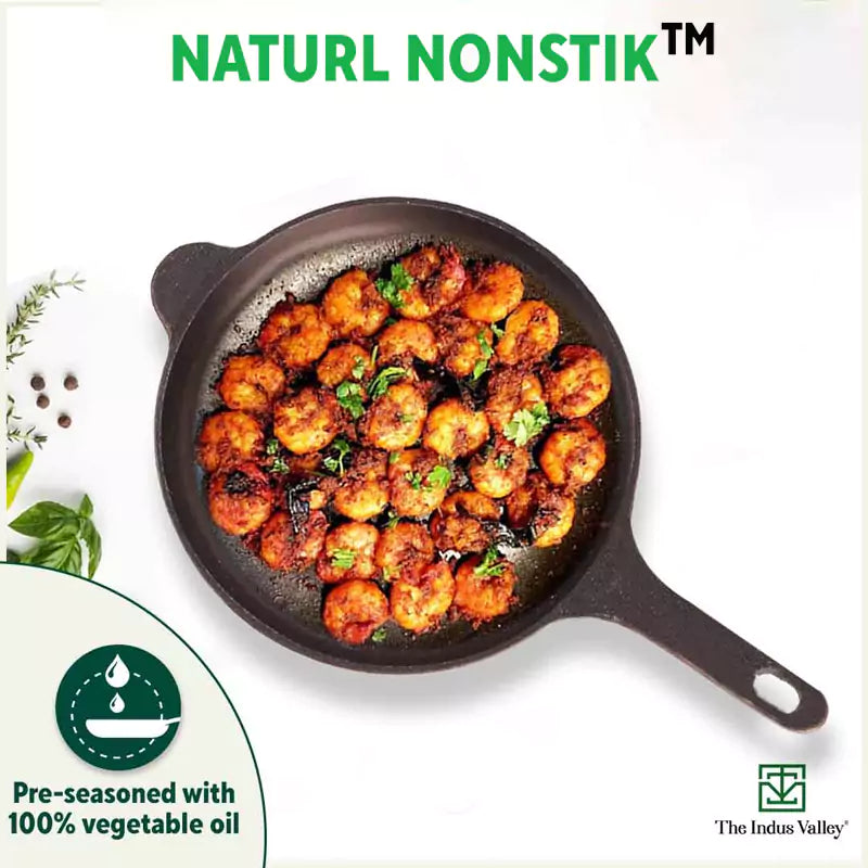 The Indus Valley Super Smooth Cast Iron Shallow Fry Pan,Pre-seasoned, Nonstick, 100% Pure, Toxin-free, Induction, 25.4cm, 1.8kg - view 8