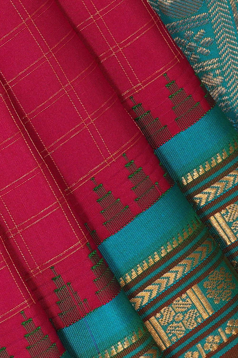 Kalanjali Gadwal Silk Magenta Saree – Women's - view 2