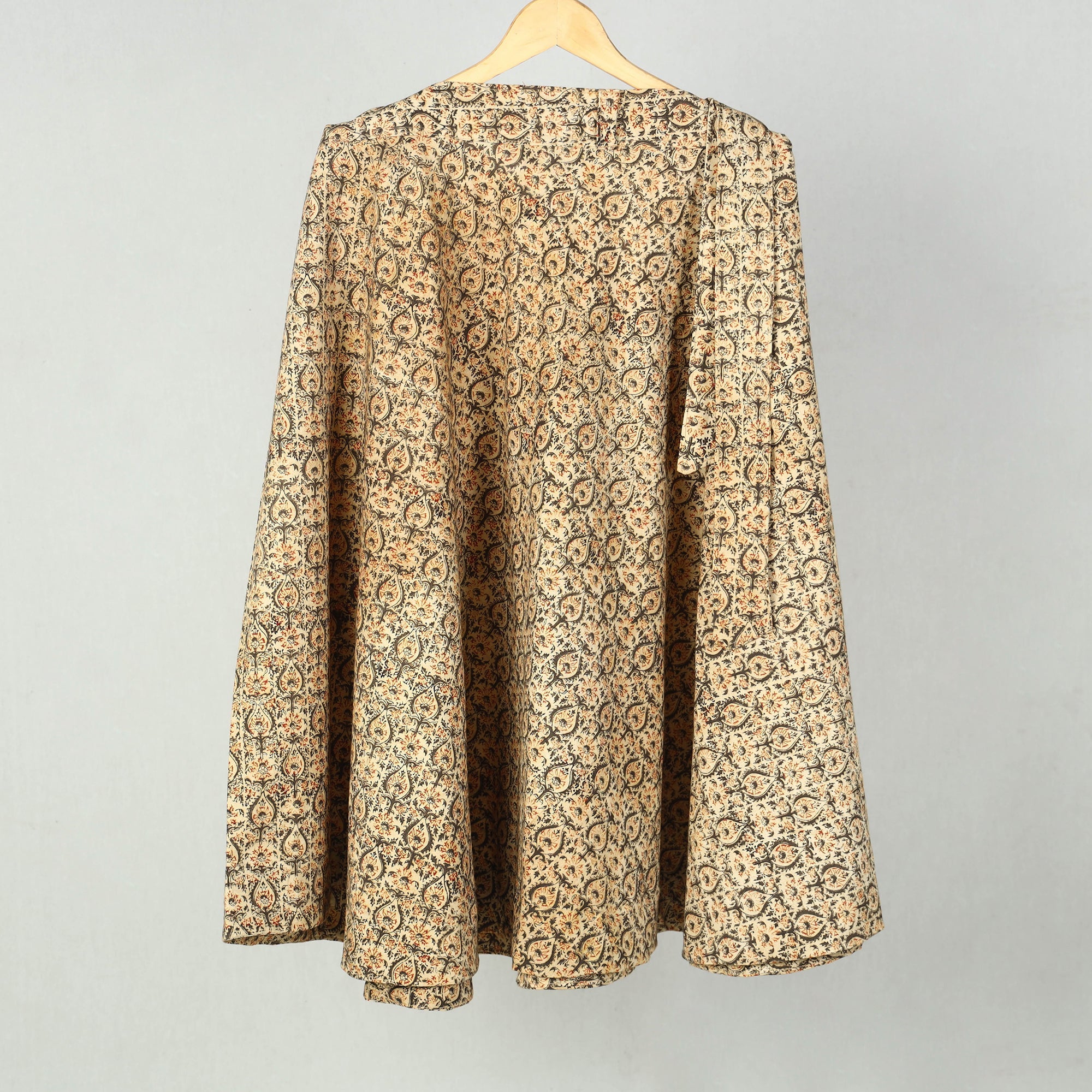 NOORI BAZAR Beige - Block Printed Cotton Wrap Around Kalamkari Skirt 11
