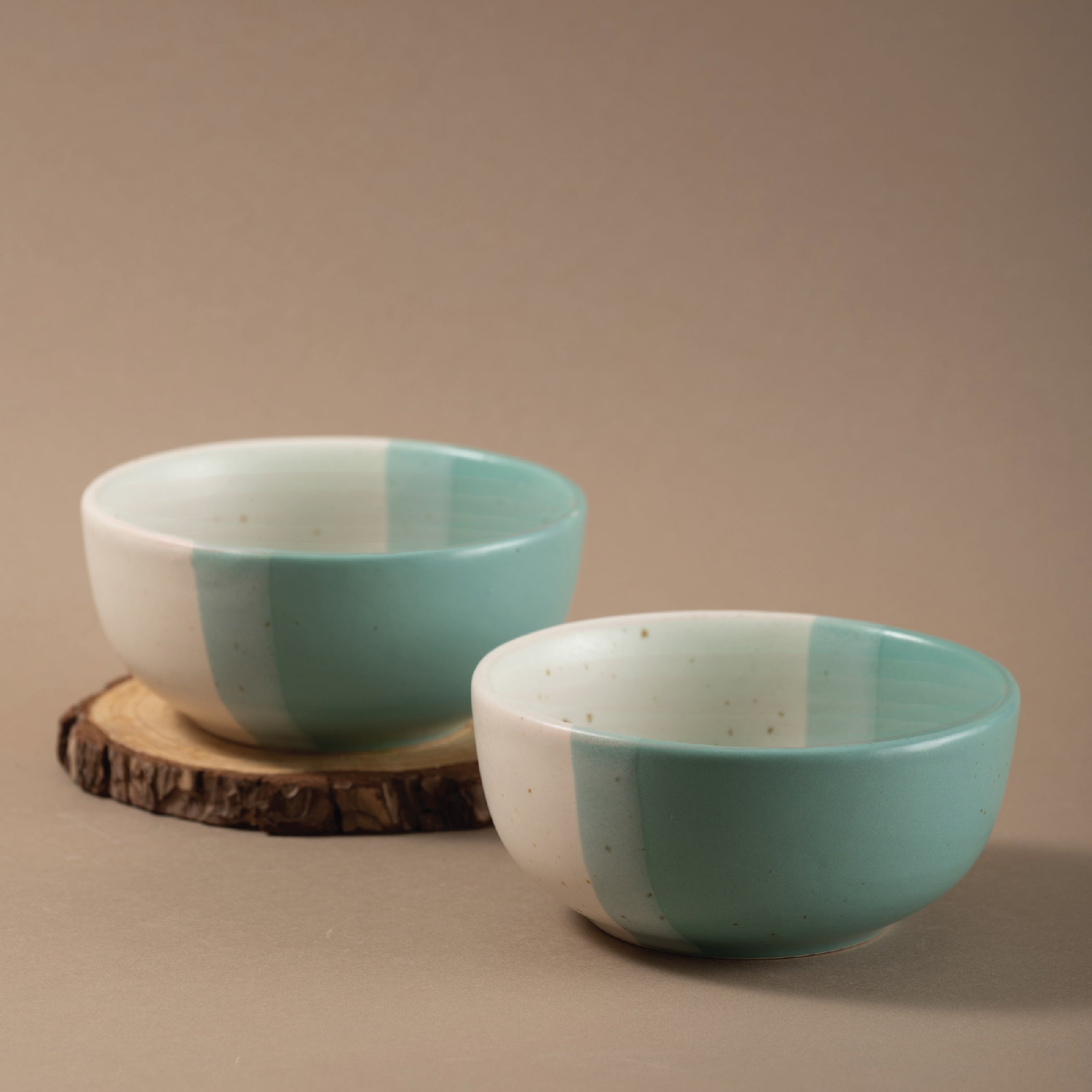 Urban Space Home Furnishing Handmade Ceramic Snack Bowls, Ramen Soup bowls, Serving Bowls, Set of 2, Ocean Green Pearl
