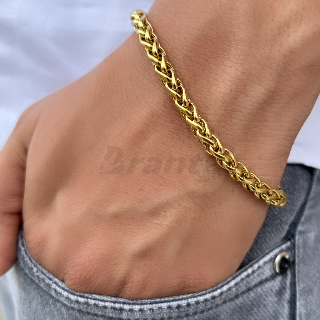 brantashop Round Wheat Bracelet For Men (8 Inch)