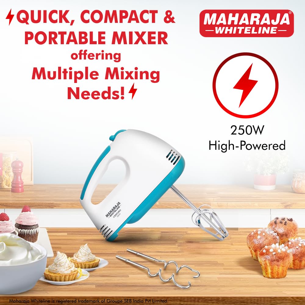 Maharaja Whiteline Centuro 250 Watts Hand Mixer | White - view 3