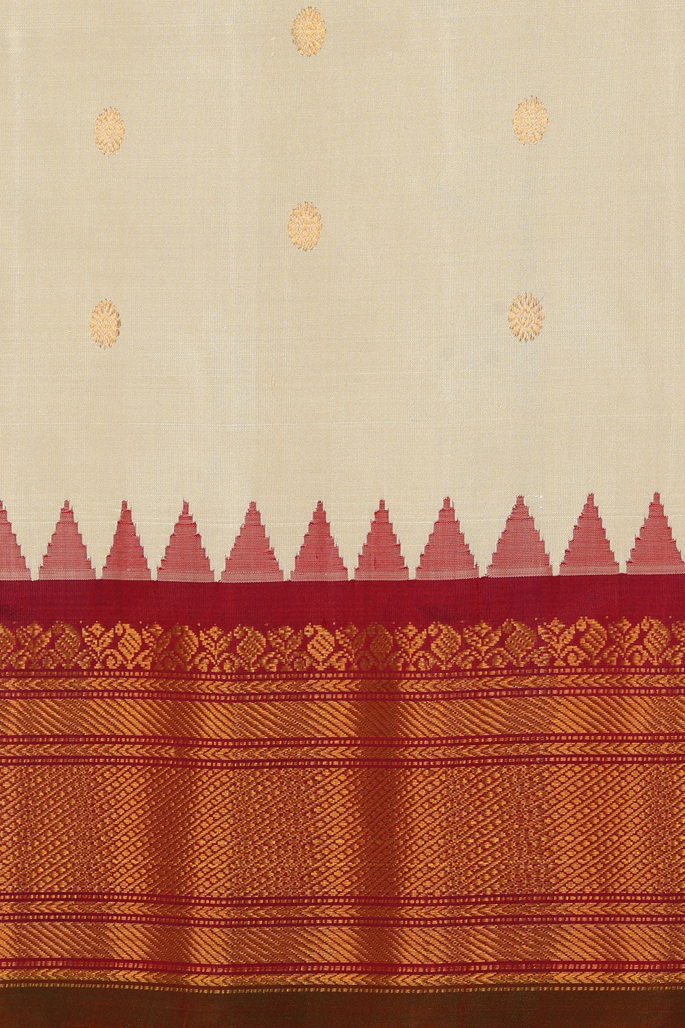 Kalanjali Gadwal Silk Ivory Off-White Saree – Women's - view 2