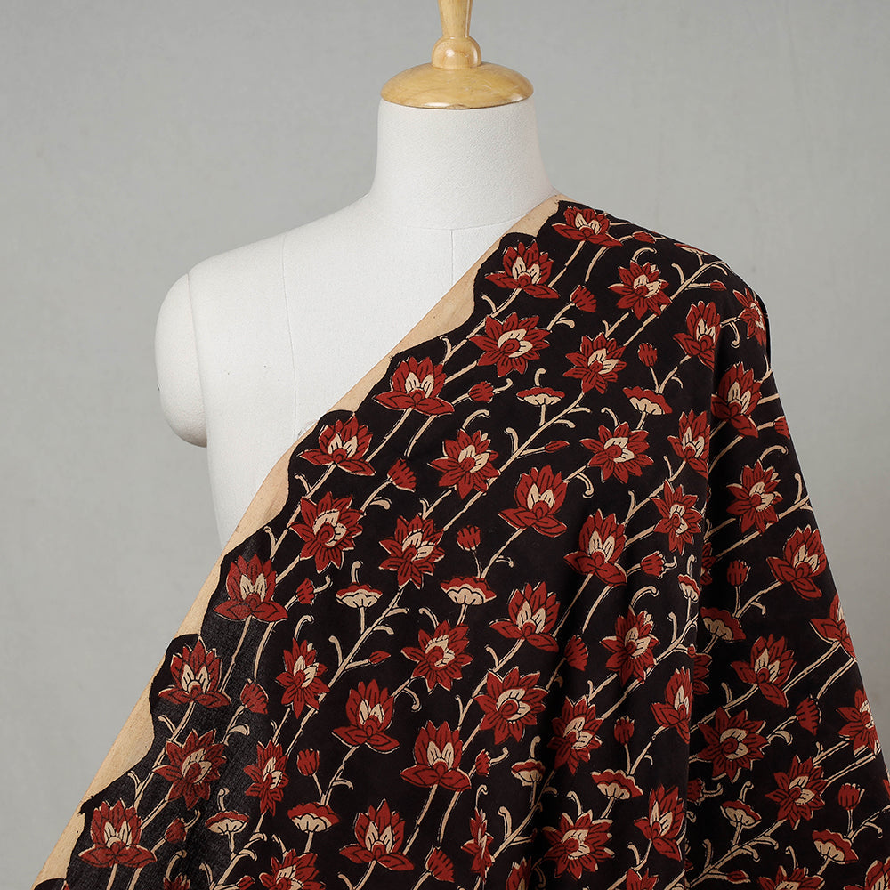 HAVELI CHRONICLES Black with Kamal Buti Block Printed Cotton Bagru Fabric 19