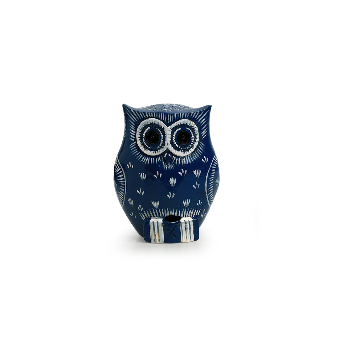 EXCLUSIVELANE 'The Enlightened Owl' Handpainted Showpiece In Eucalyptus Wood - view 2