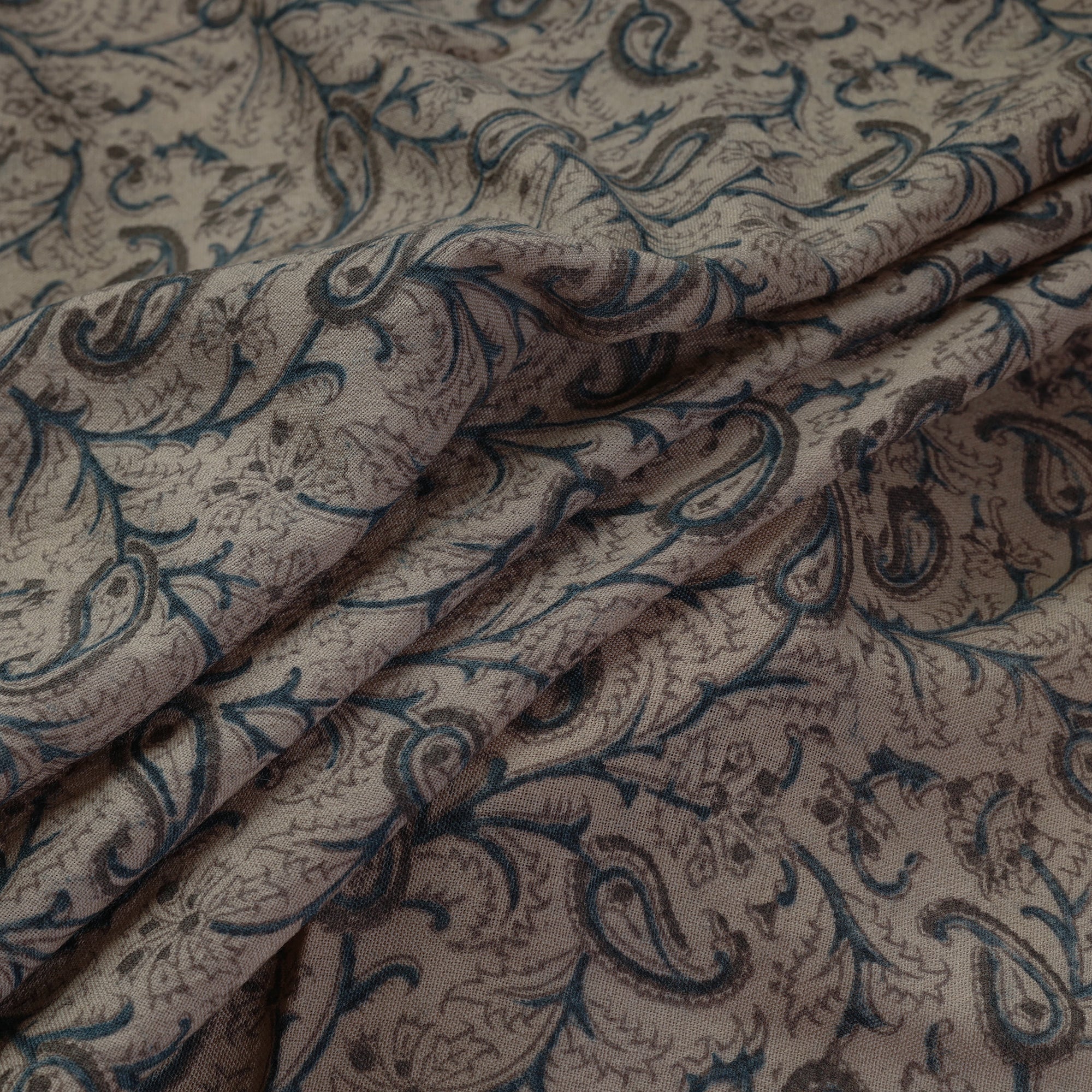 PITCHUKA SRINIVAS KALAMKARI PEDANA Brown - Pedana Kalamkari Block Print Handwoven Wool Fabric - view 2