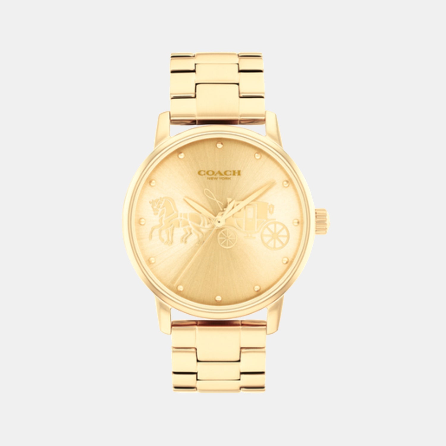 Coach Grand Women Quartz Gold Dial Analog Stainless Steel Watch 14503075