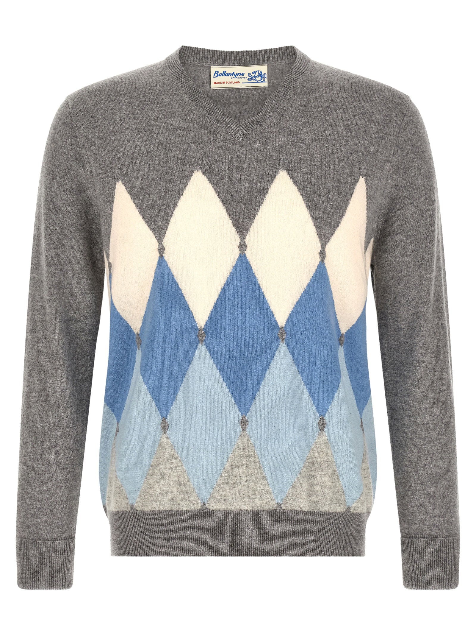 Ballantyne Classic Diamond Intarsia Sweater – 100% cashmere