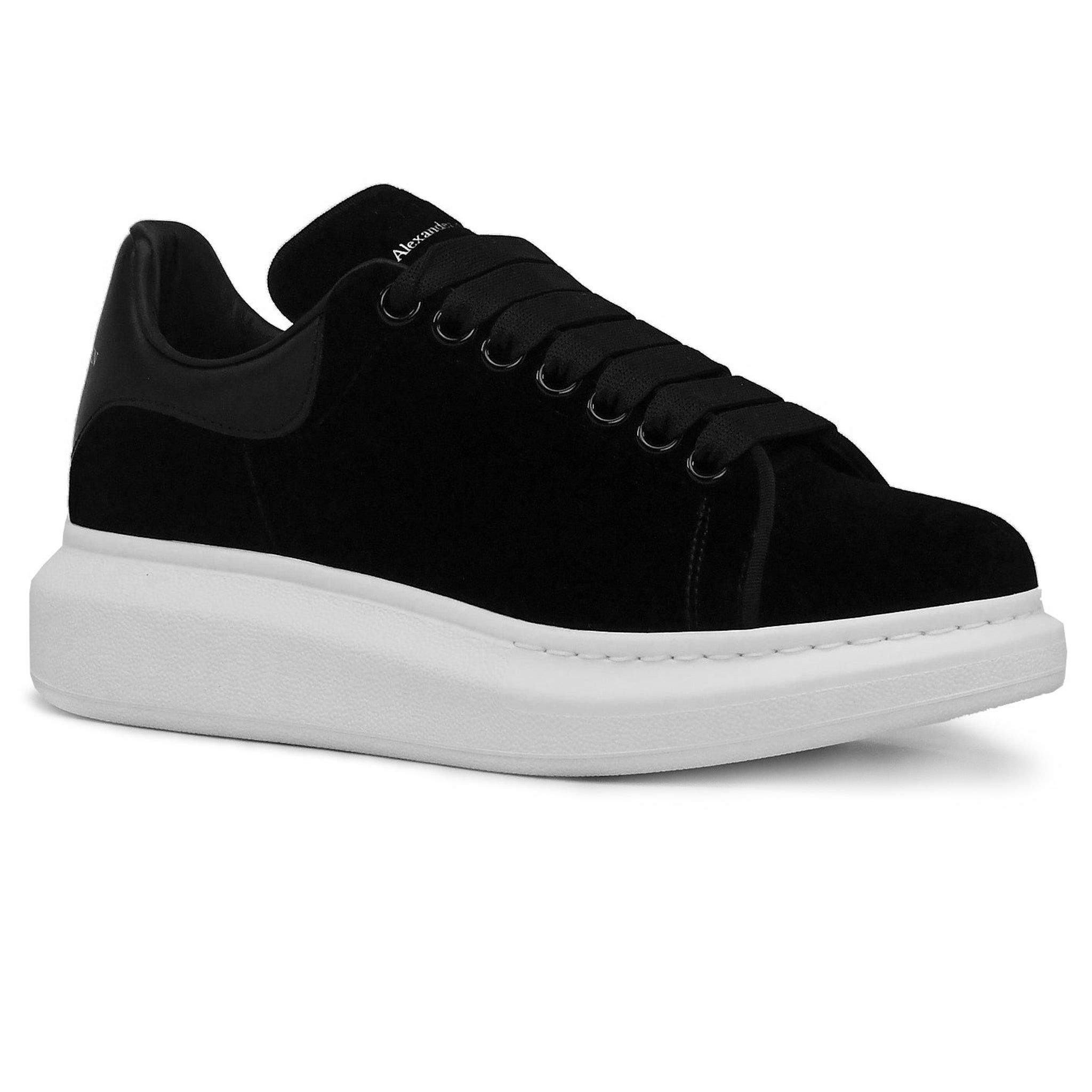 Alexander Mcqueen Raised Sole Black Velvet Trainers (W) - view 2