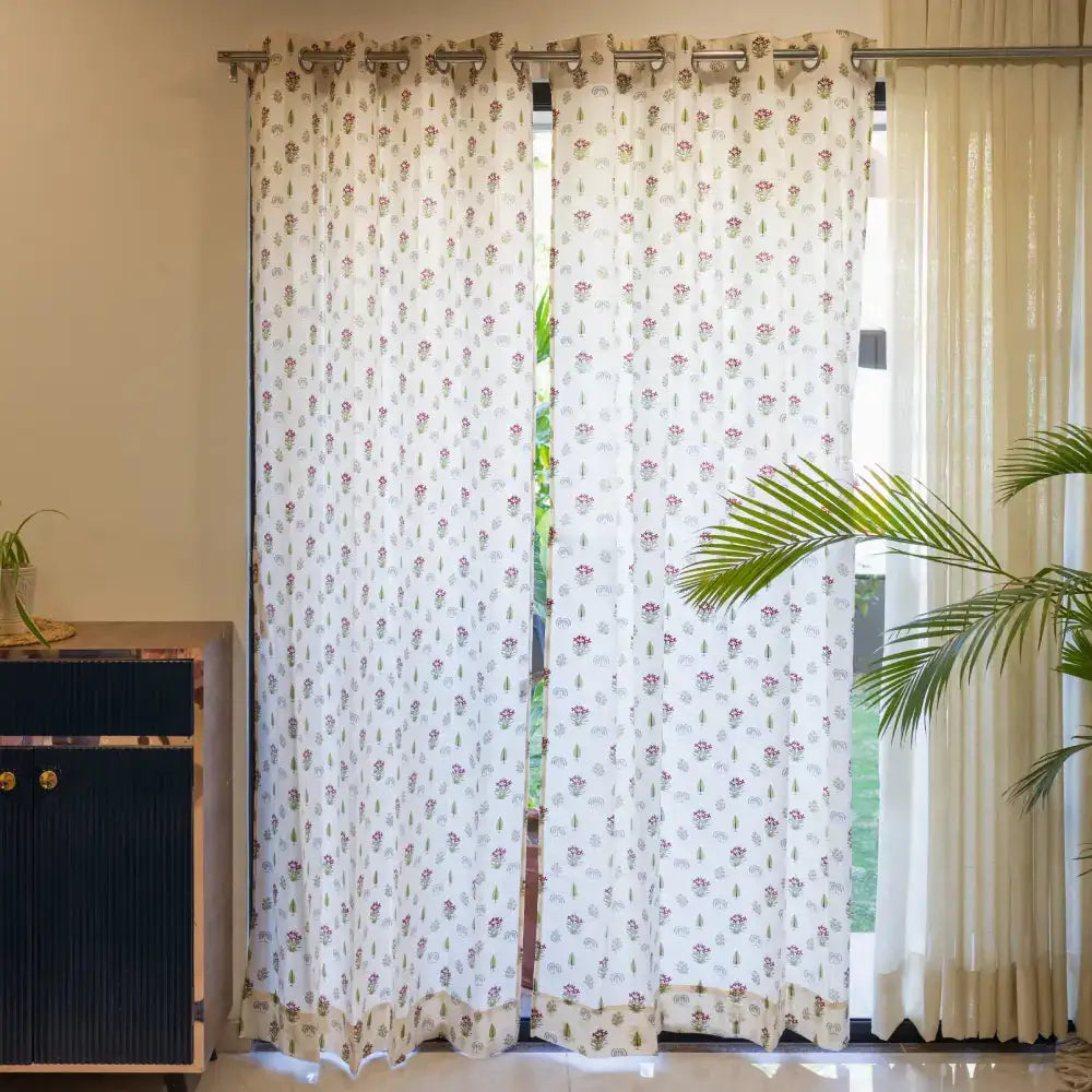 Urban Space -Home Furnishing Store 100% Cotton, room darkening ethnic curtains, Pack of 2 Curtains- Calico Red - view 6