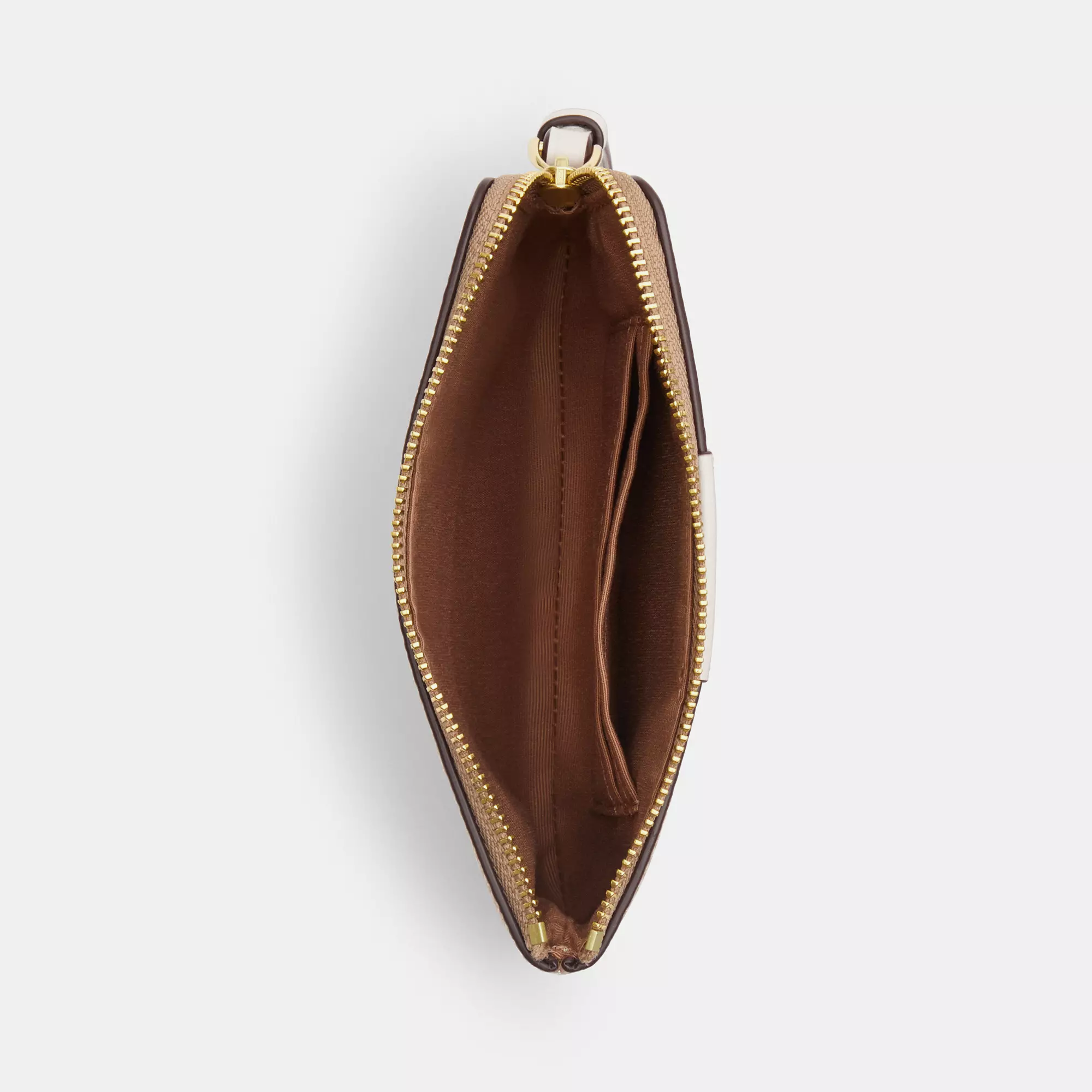 Coach Corner Zip Wristlet In Signature Canvas With Stripe Tan/Black - view 2