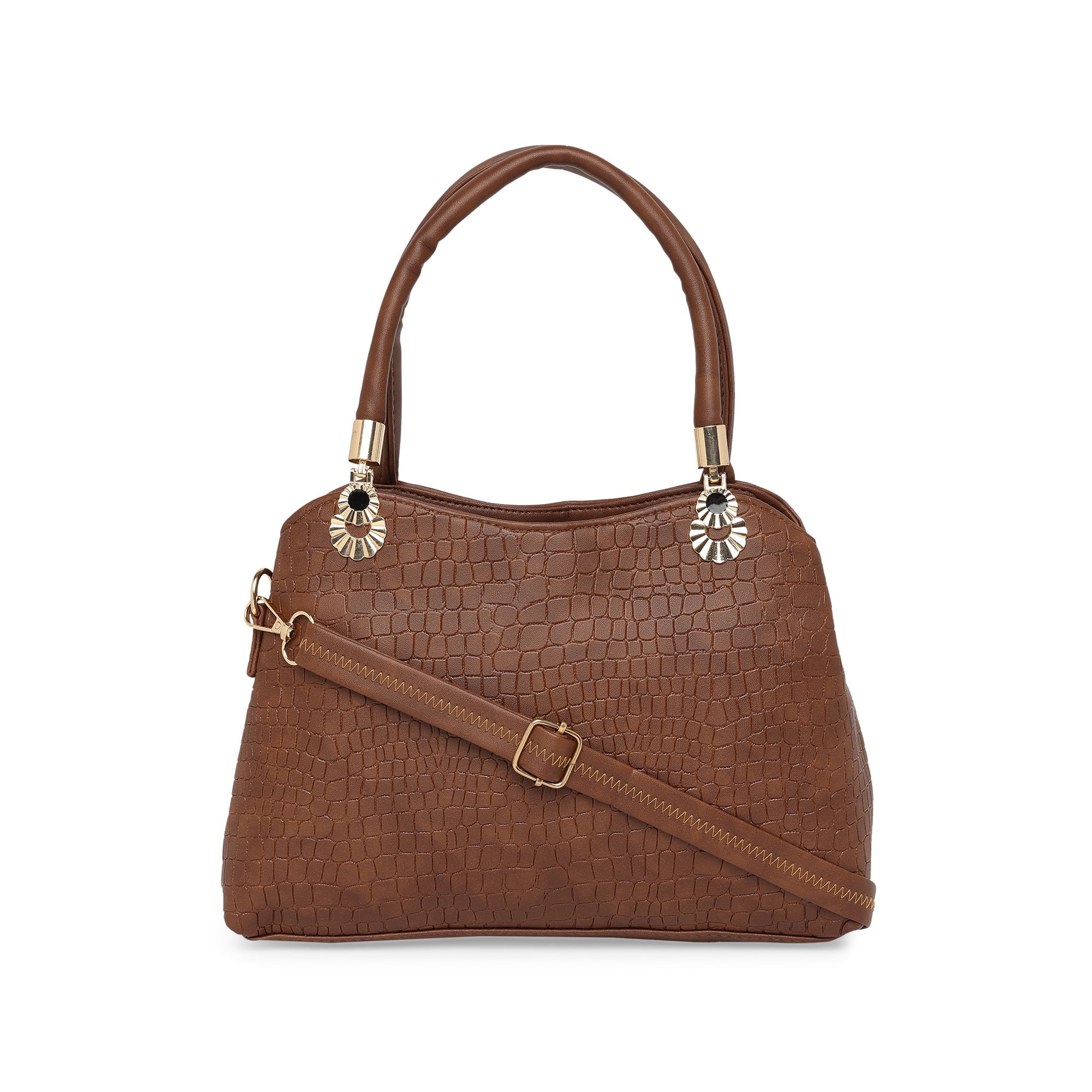 Peachmode Seller Brown Women Vegan Leather Handbag With Belt