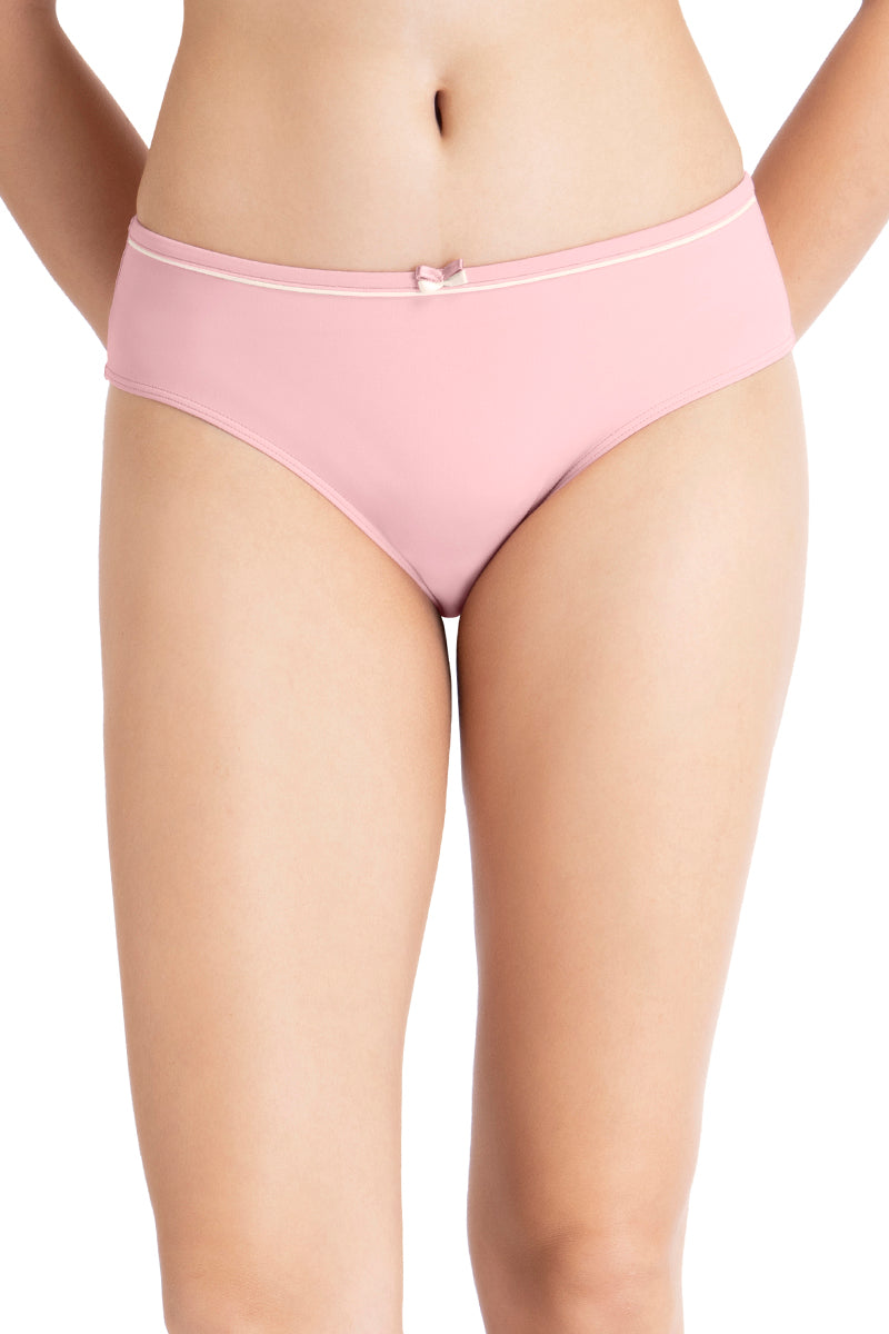 Amante Casual Chic Three-Fourth Coverage Low Rise Bikini Panty - Bridal Rose-Angel Wing