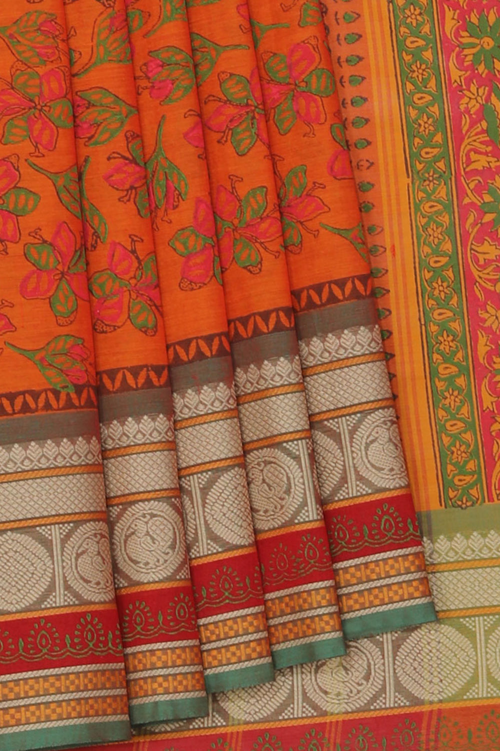 Kalanjali Ethnics Hand block printed cotton saree