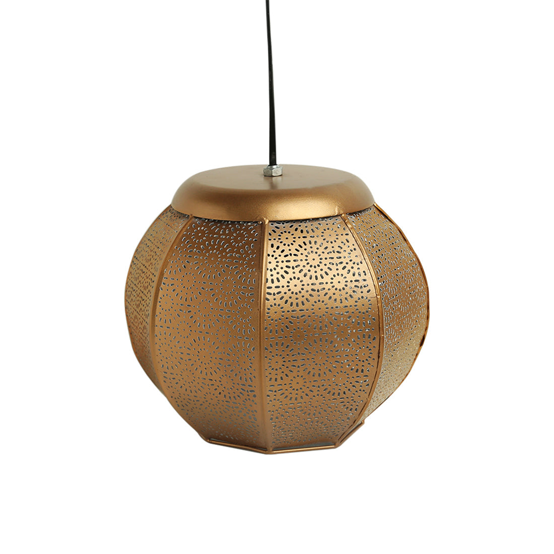 EXCLUSIVELANE 'Morrocan Treasure' Hand-etched Pendant Lamp In Iron (8 Inch, Matte Finish) - view 4