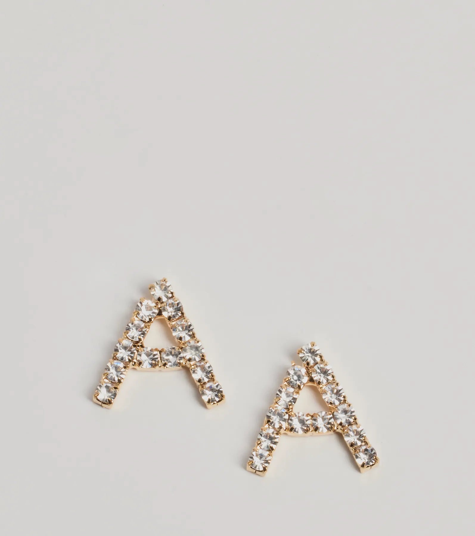 Windsor A Initial Rhinestone Stud Earrings – GOLD