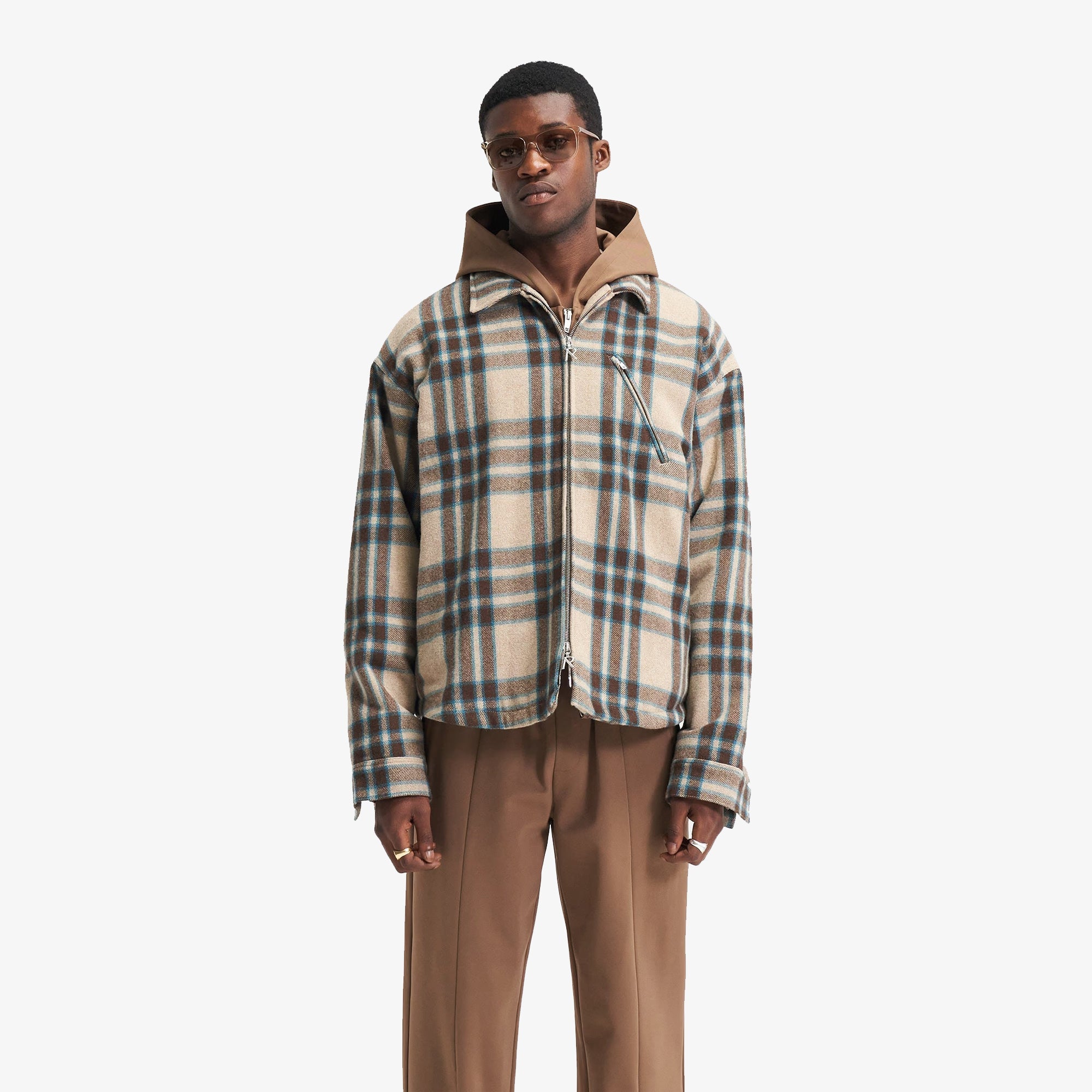 Represent | HEAVY ZIP OVERSHIRT { BROWN CHECK