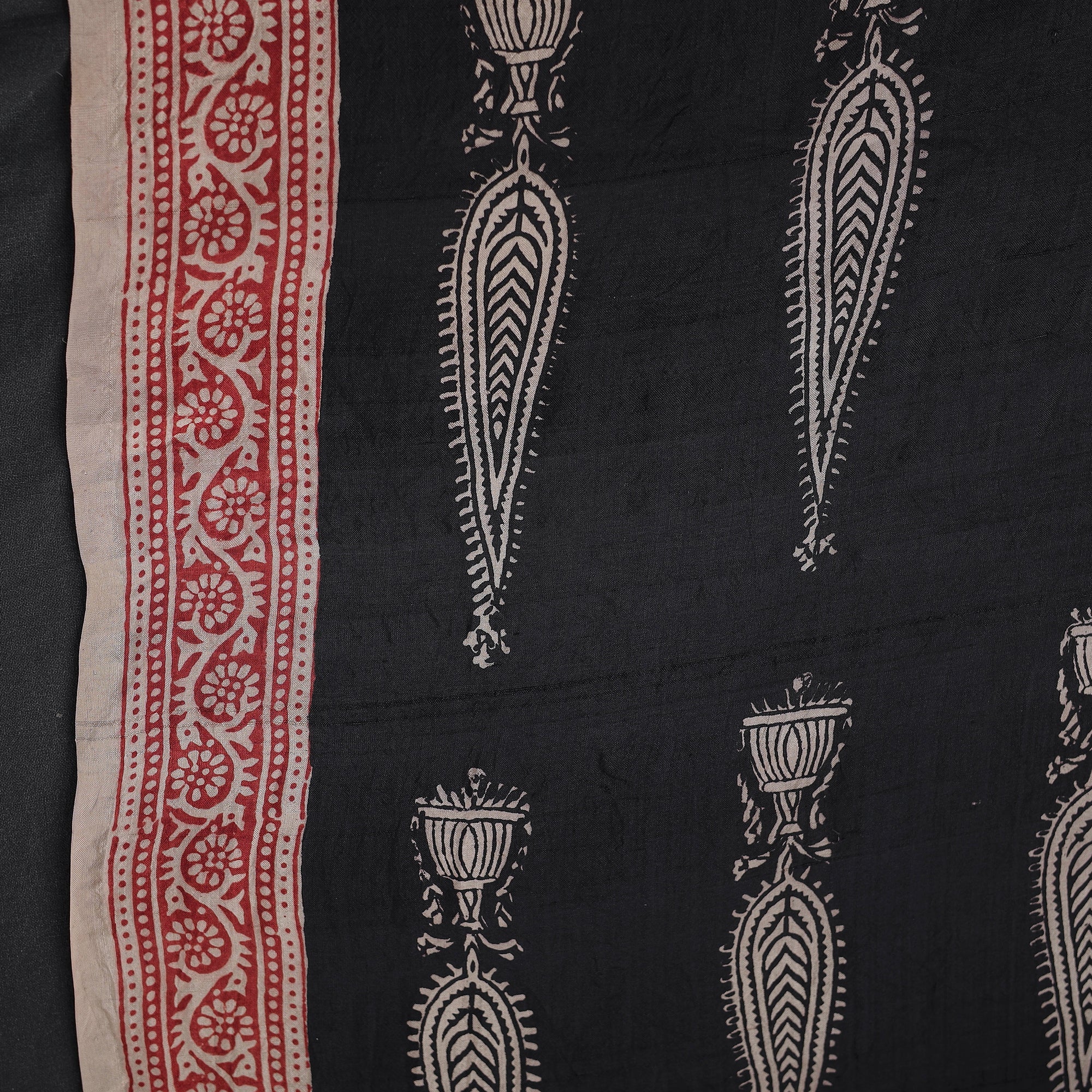 BAGH PRINTS BY UMAR FARUK KHATRI Black - Mulberry Silk Bagh Print Fabric 07 - view 4