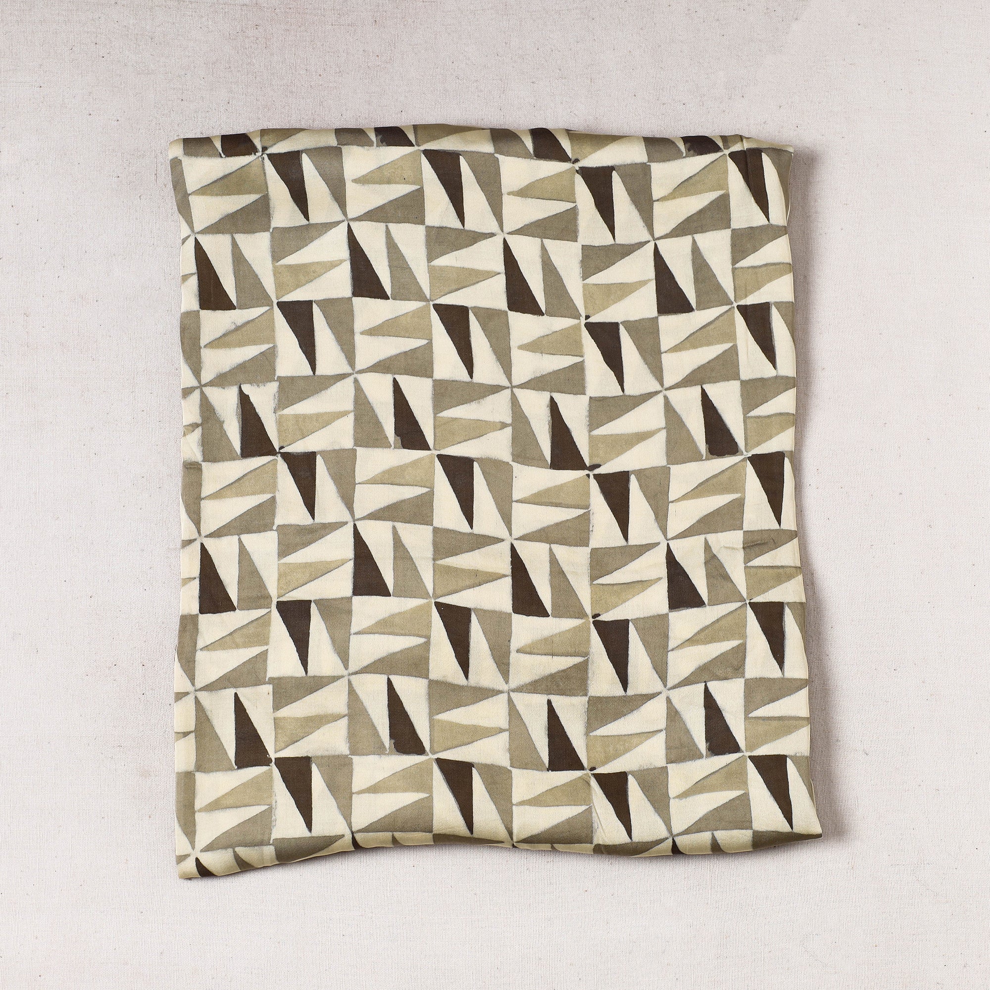 ITOKRI CRAFTS INITIATIVE Beige - Vanaspati Block Printed Modal Silk Precut fabric - (1 meter)