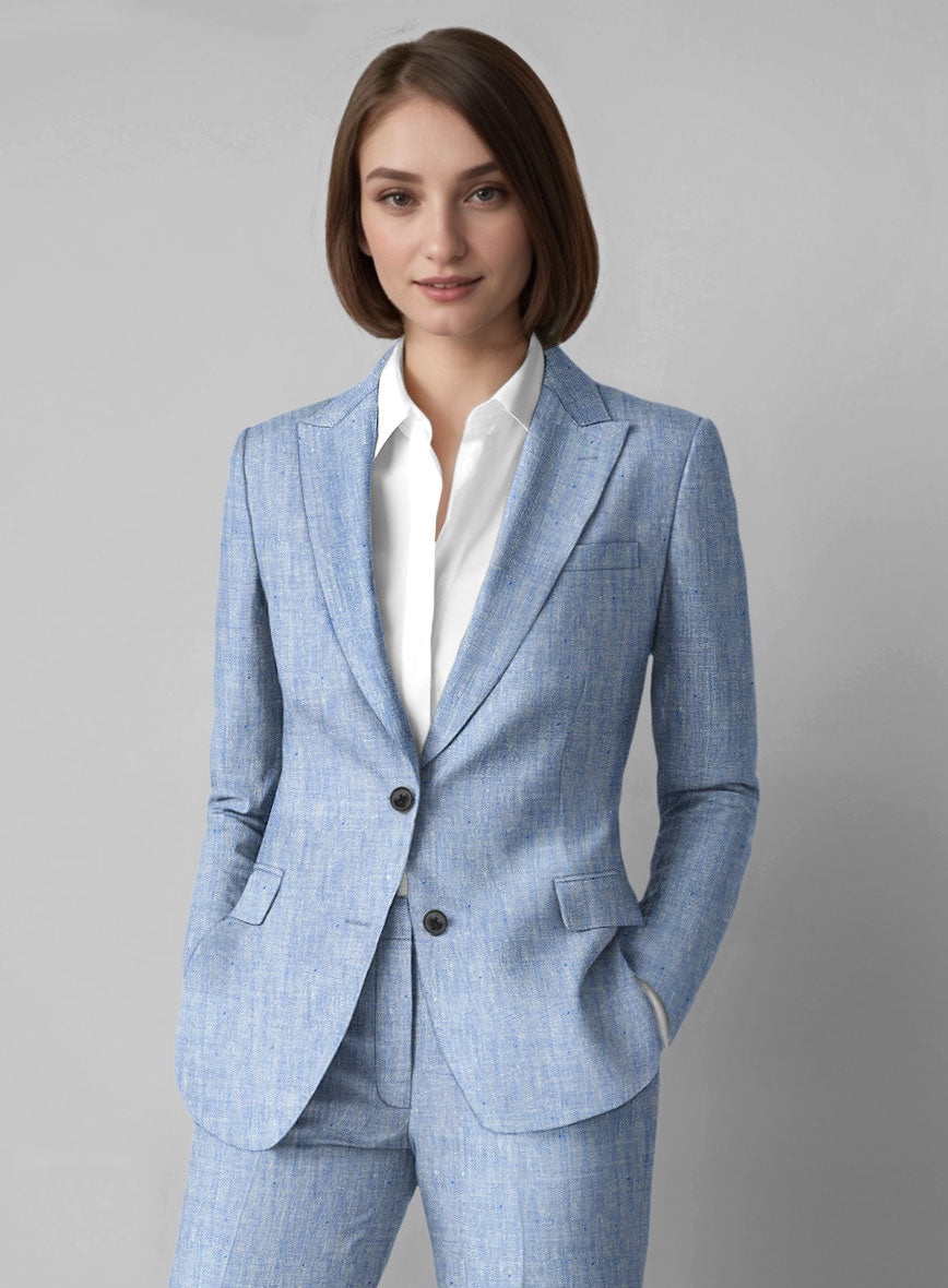 StudioSuits Women's Italian Sky Blue Linen Suit - view 2