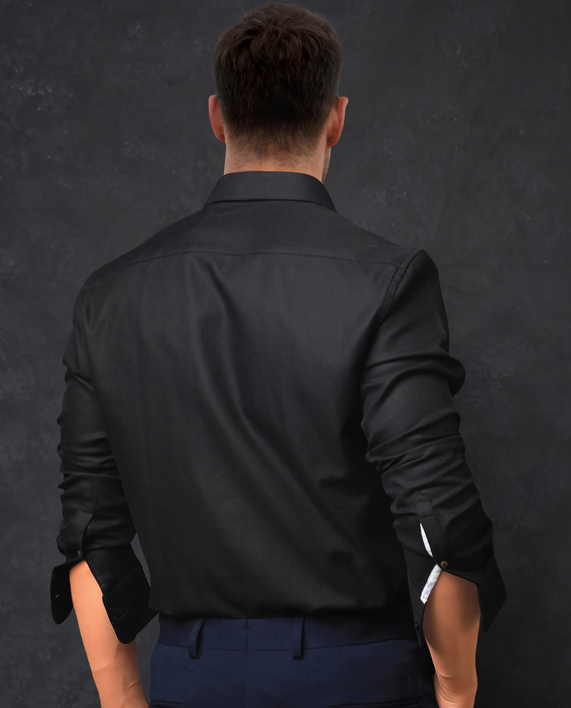Rare Rabbit Men's Cosa Black Cotton Fabric Full Sleeves Solid Shirt - view 7