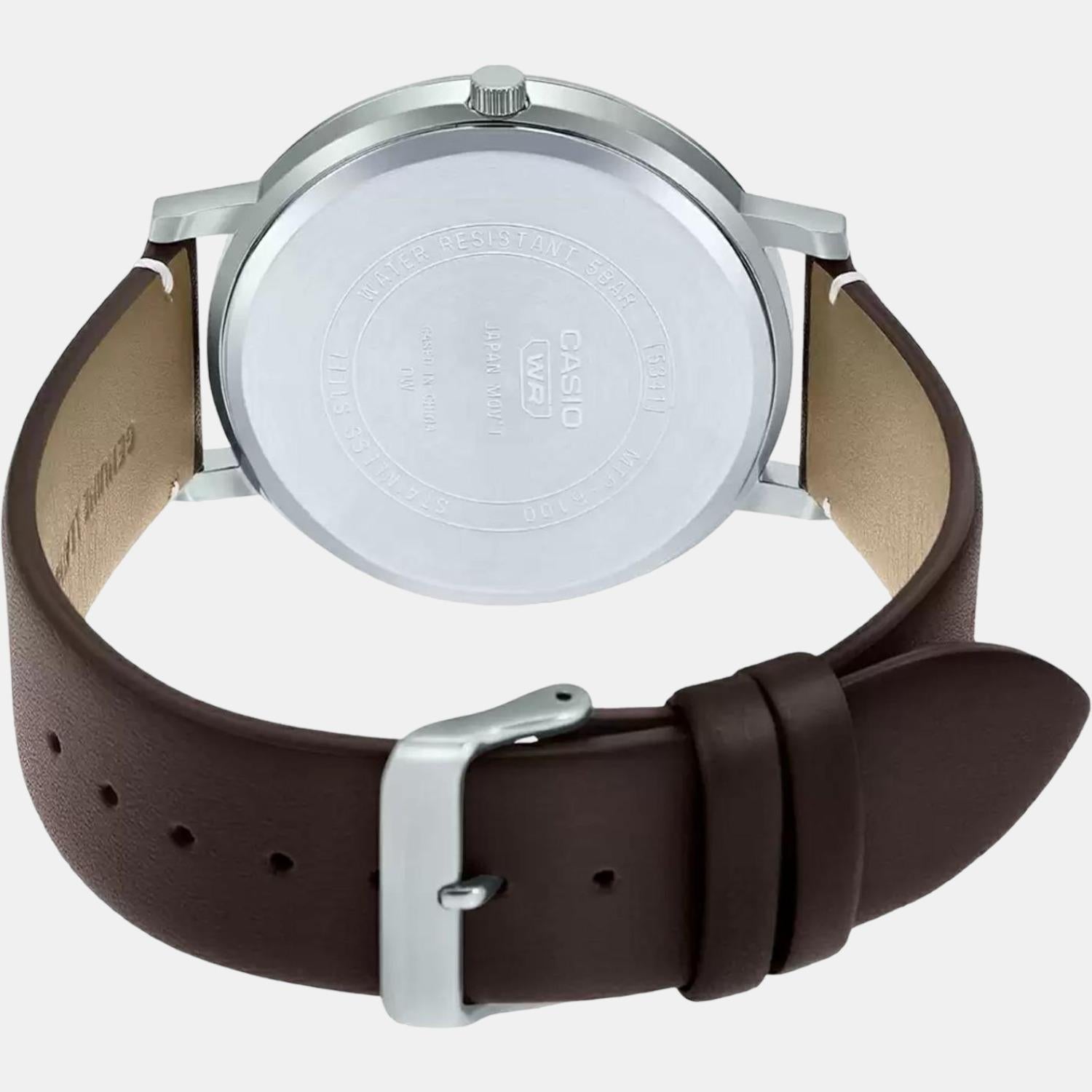Casio Enticer Men Quartz Beige Dial Analog Leather Watch A1871 - view 3
