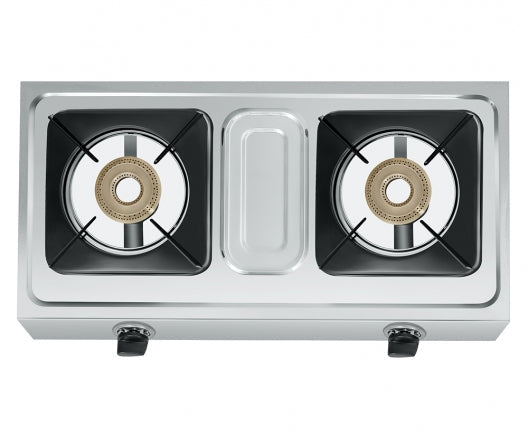 Maharaja Whiteline Trendy Plus 2 Burner Glass Top Gas Stove | Silver