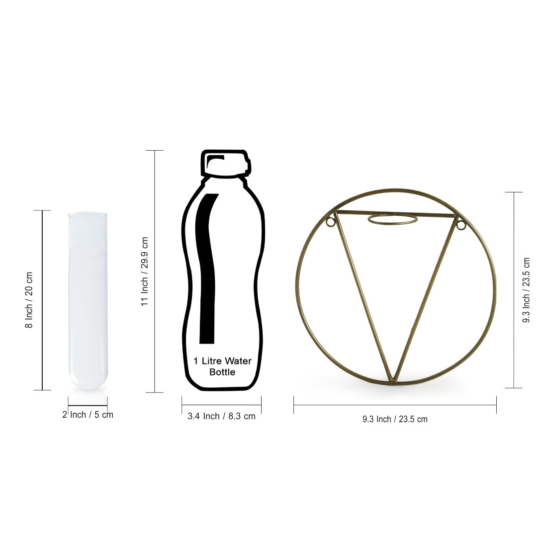 EXCLUSIVELANE 'Modern Glass Garden' Test Tube Wall Planter/Vase (9 Inch, Golden) - view 7