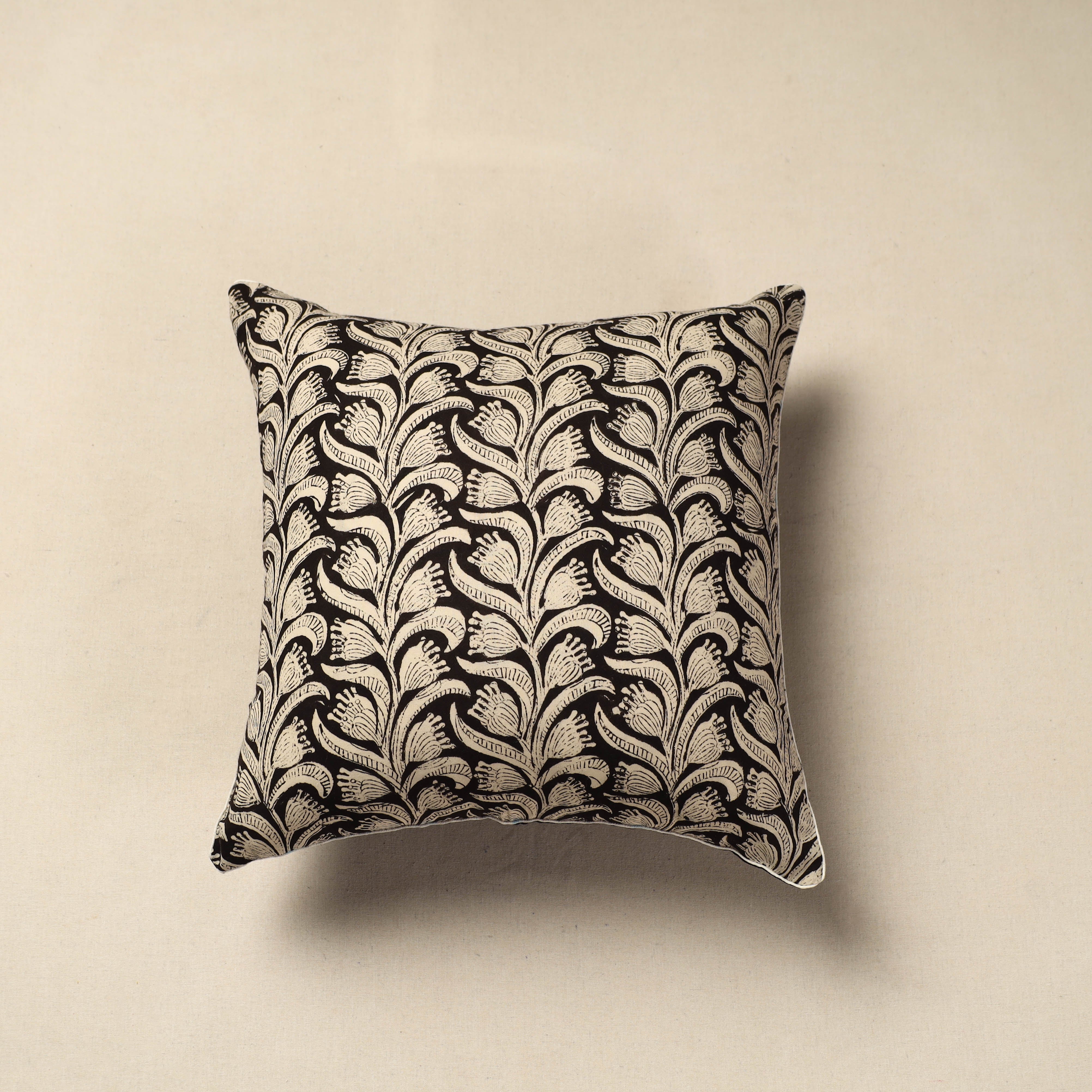 NOORI BAZAR Black - Cotton Block Printed Bagru Cushion Cover 35