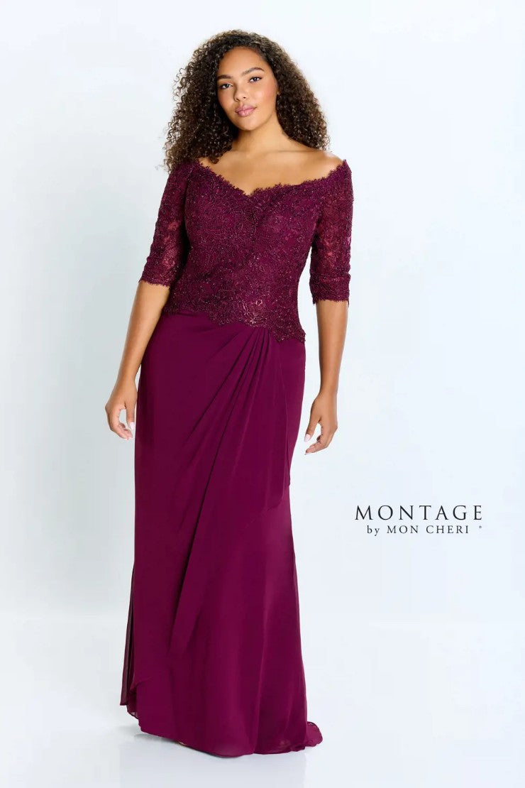 Montage 220942 Long Evening Gown Fit Lace Formal Dress