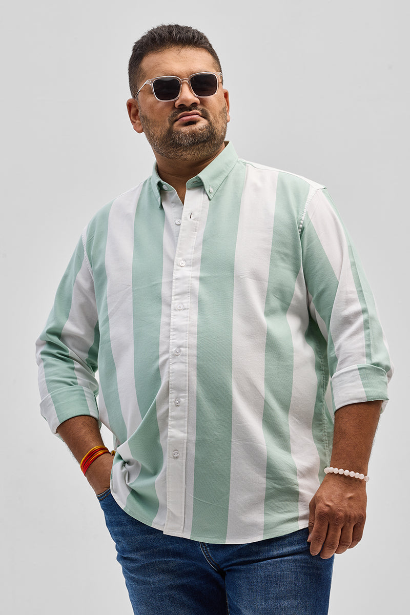 SNITCH Light Green Oxford Stripes Shirt