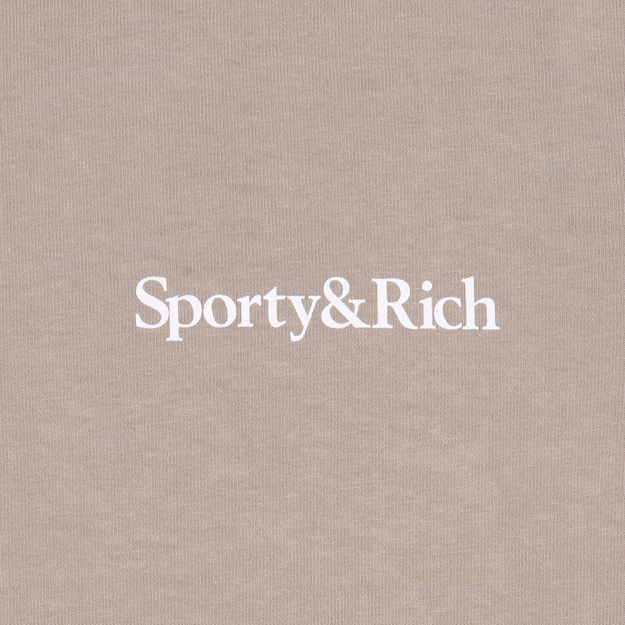 Sporty & Rich | Serif Logo Embroidered Gym Short { Elephant/white - view 3