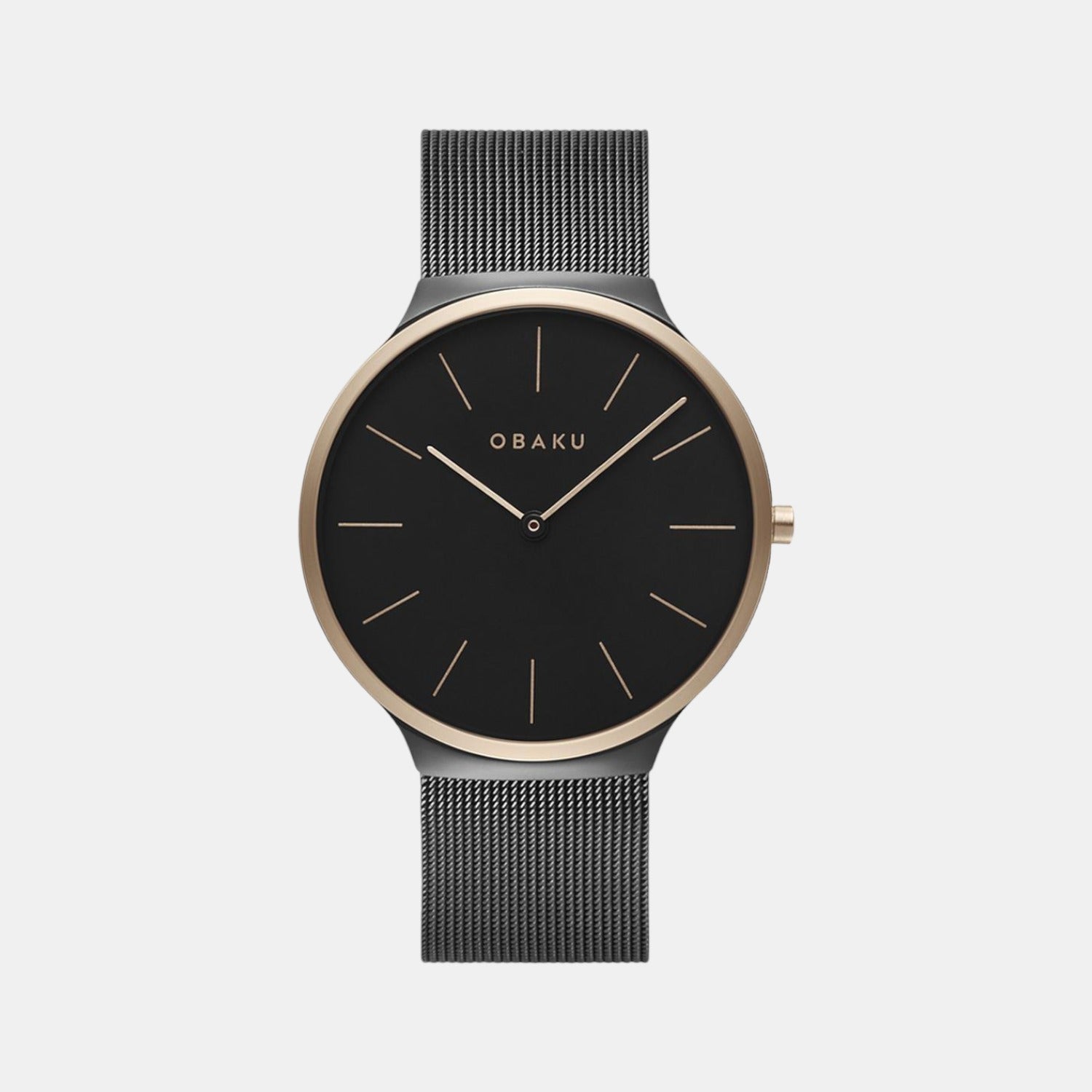 Obaku Ark Men Quartz Black Dial Analog Stainless Steel Watch V240GXMBMB