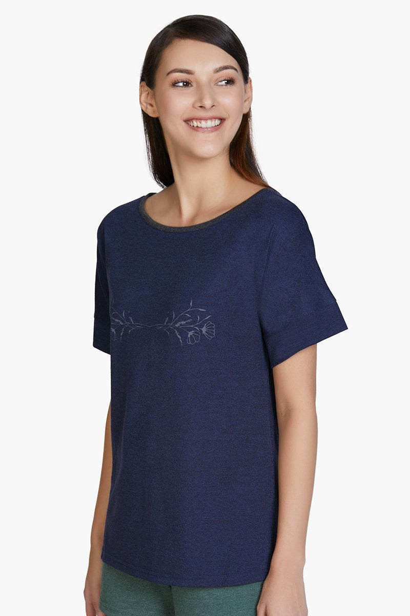 Amante Cotton Blend Sleep T-shirt - Navy - view 2