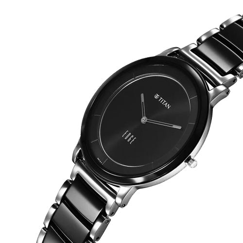 Titan Edge Fusion Quartz Analog Black Dial Two Toned Steel & Ceramic Strap Watch for Men 41mm NT1878KD01 - view 2