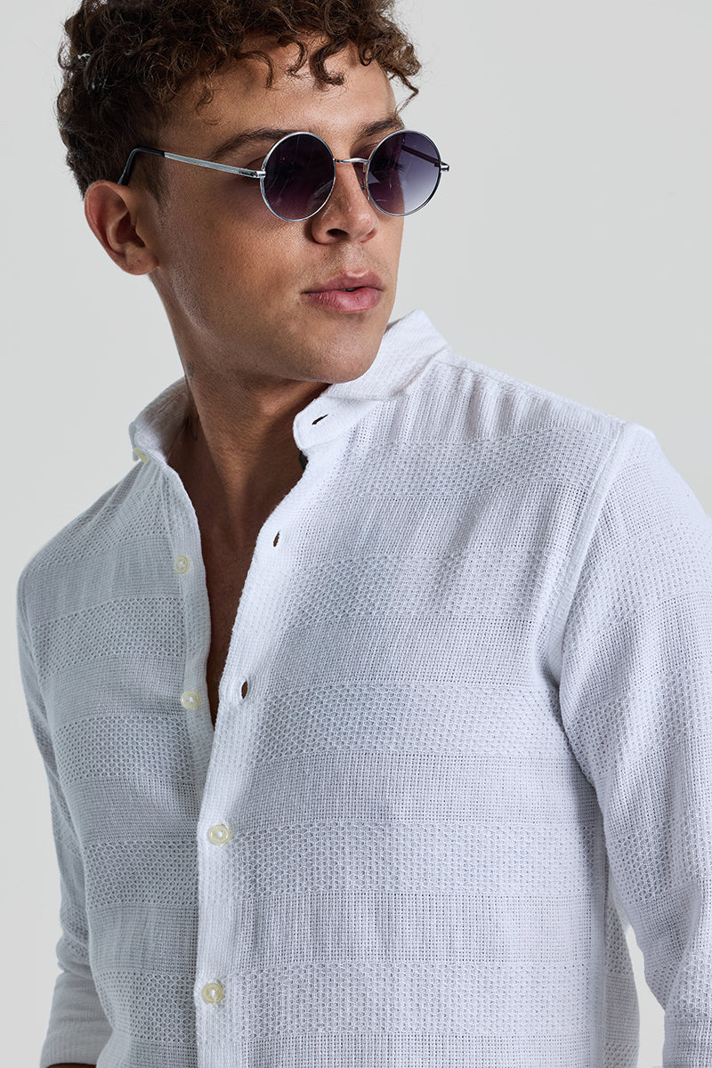 SNITCH White Textured Slim Fit Shirt - view 6