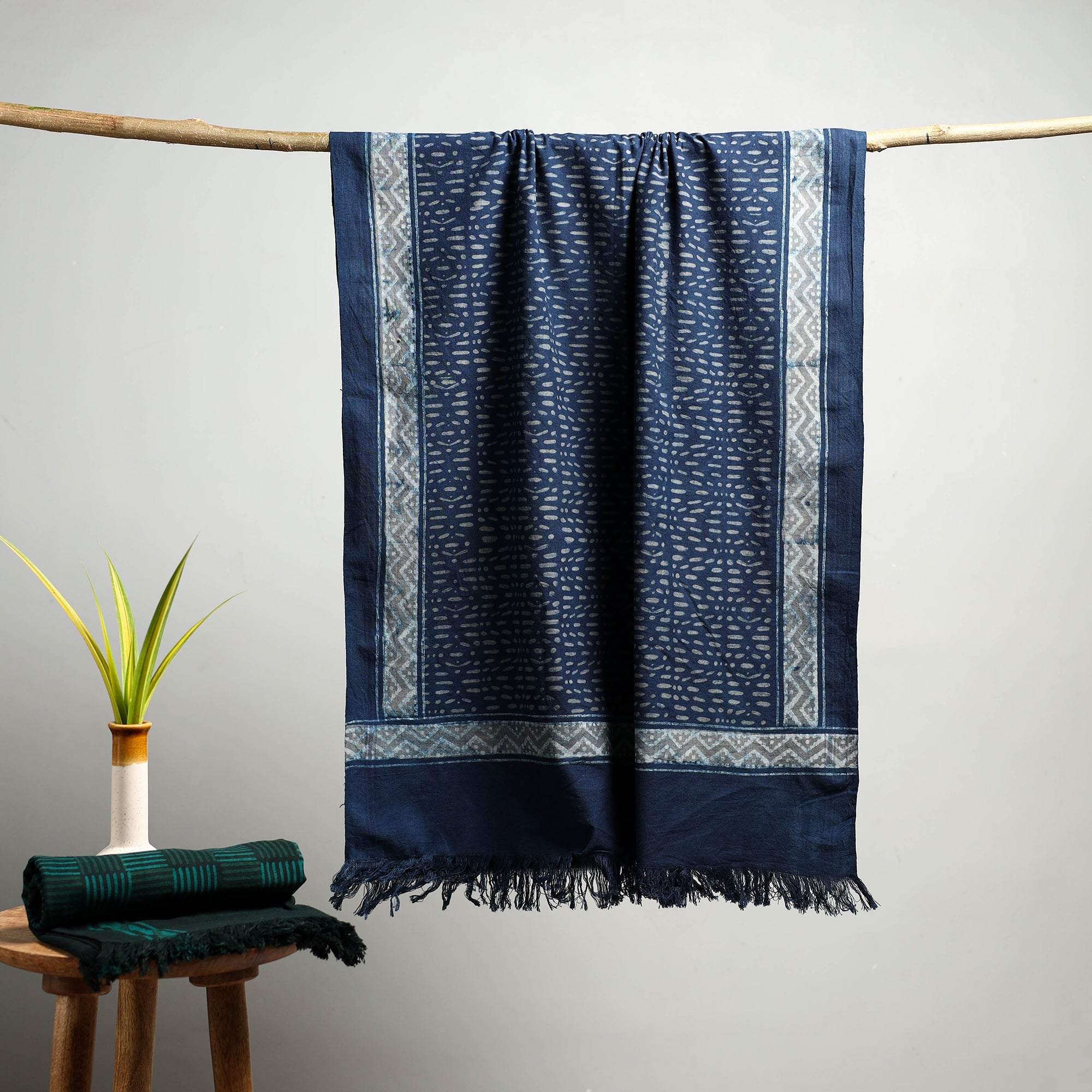 HAVELI CHRONICLES Blue - Akola Block Print Pure Handloom Cotton Towel 16
