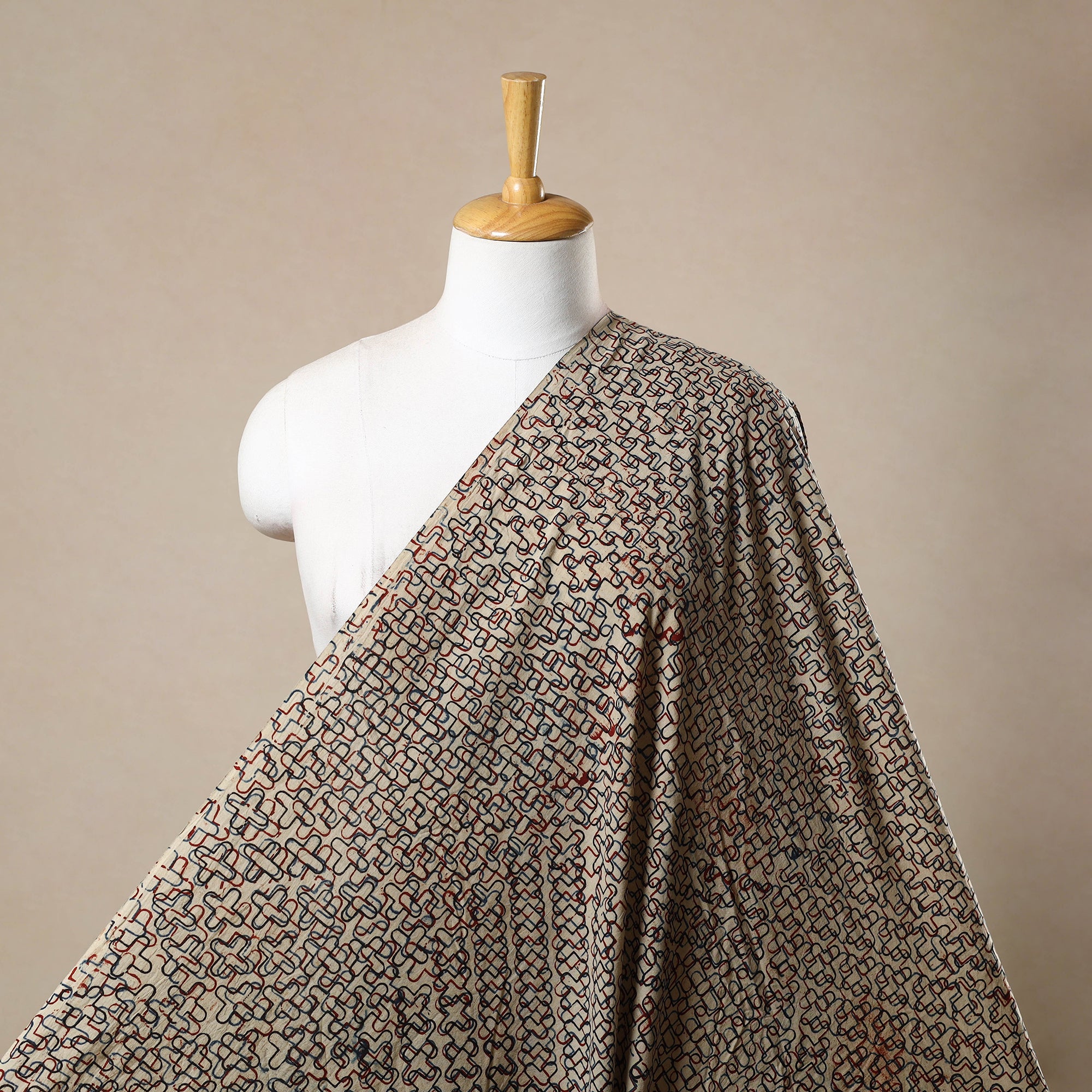 KACHCHH JI CHHAAP Beige - Block Print Cotton Natural Dyed Ajrakh Fabric 33