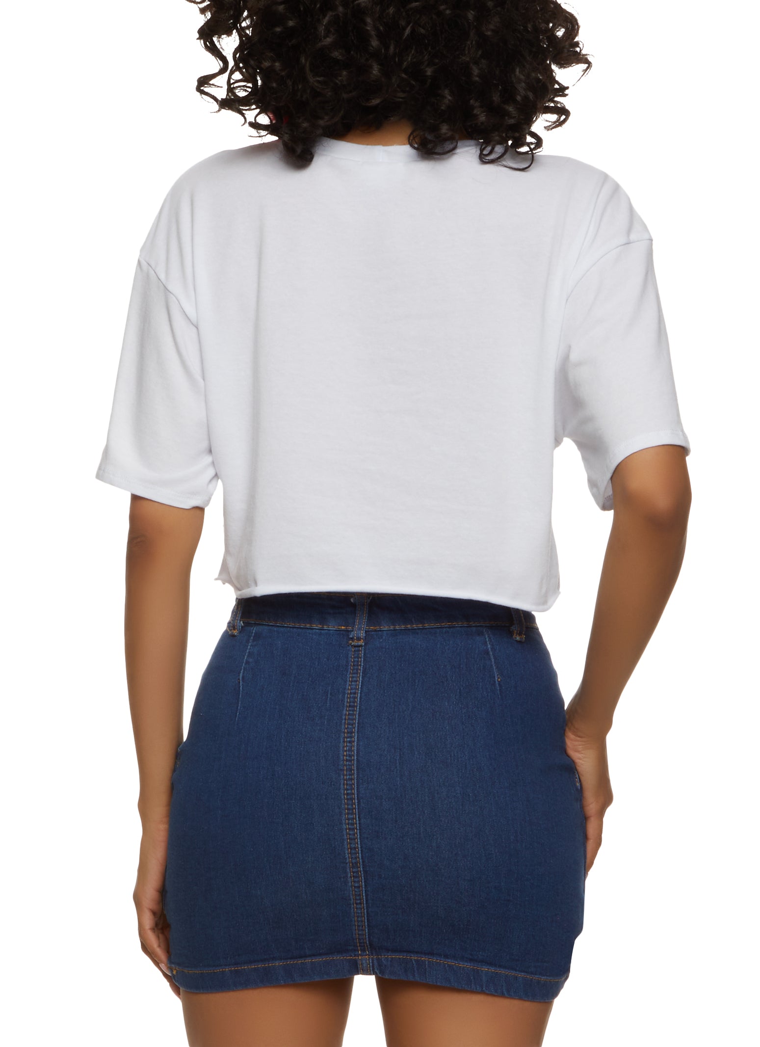 Rainbow Shops Amour Rhinestone Cropped Graphic Patch Tee - view 2