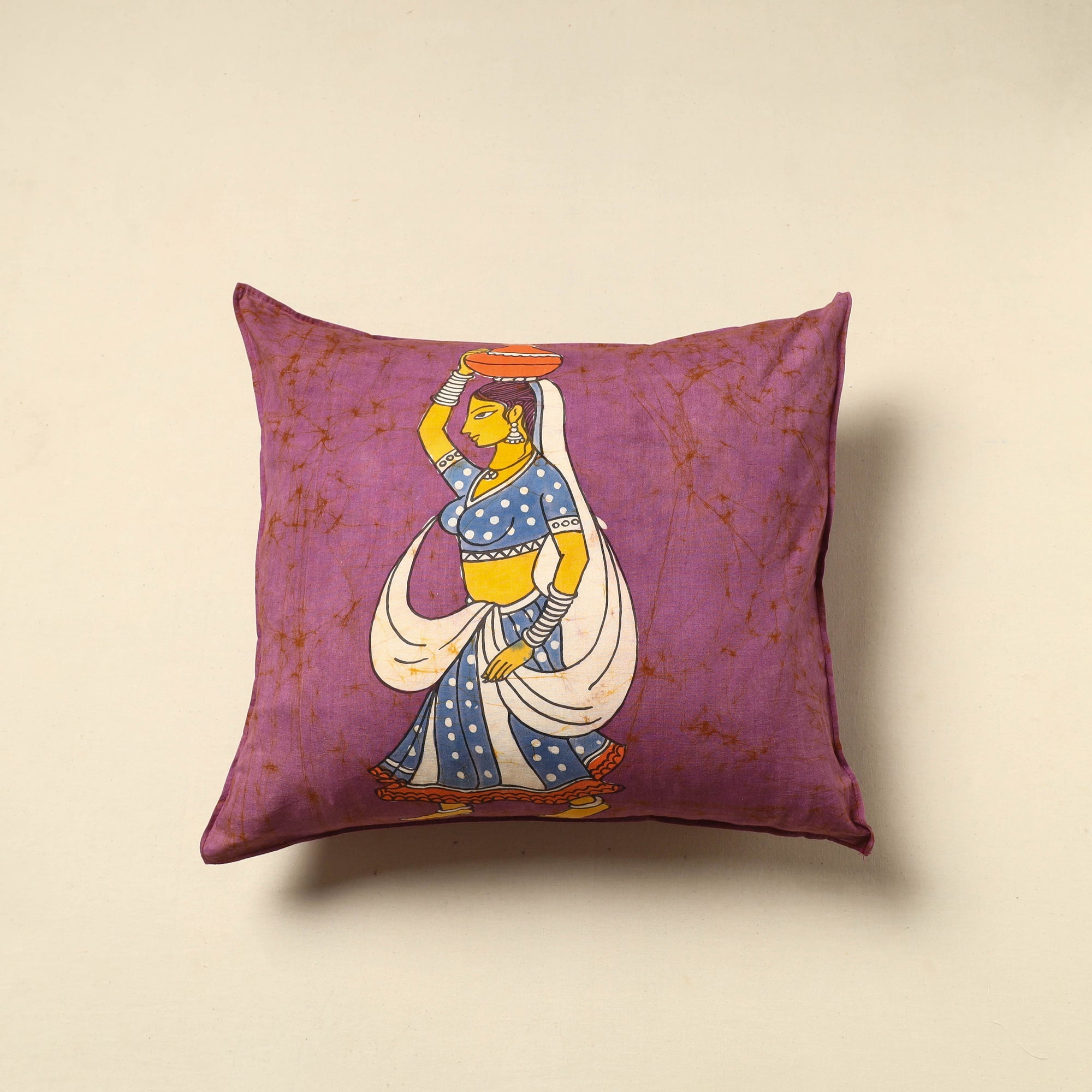 KACHCHH JI CHHAAP Pure Cotton Hand Batik Cushion Cover (18 x 18 in) 15
