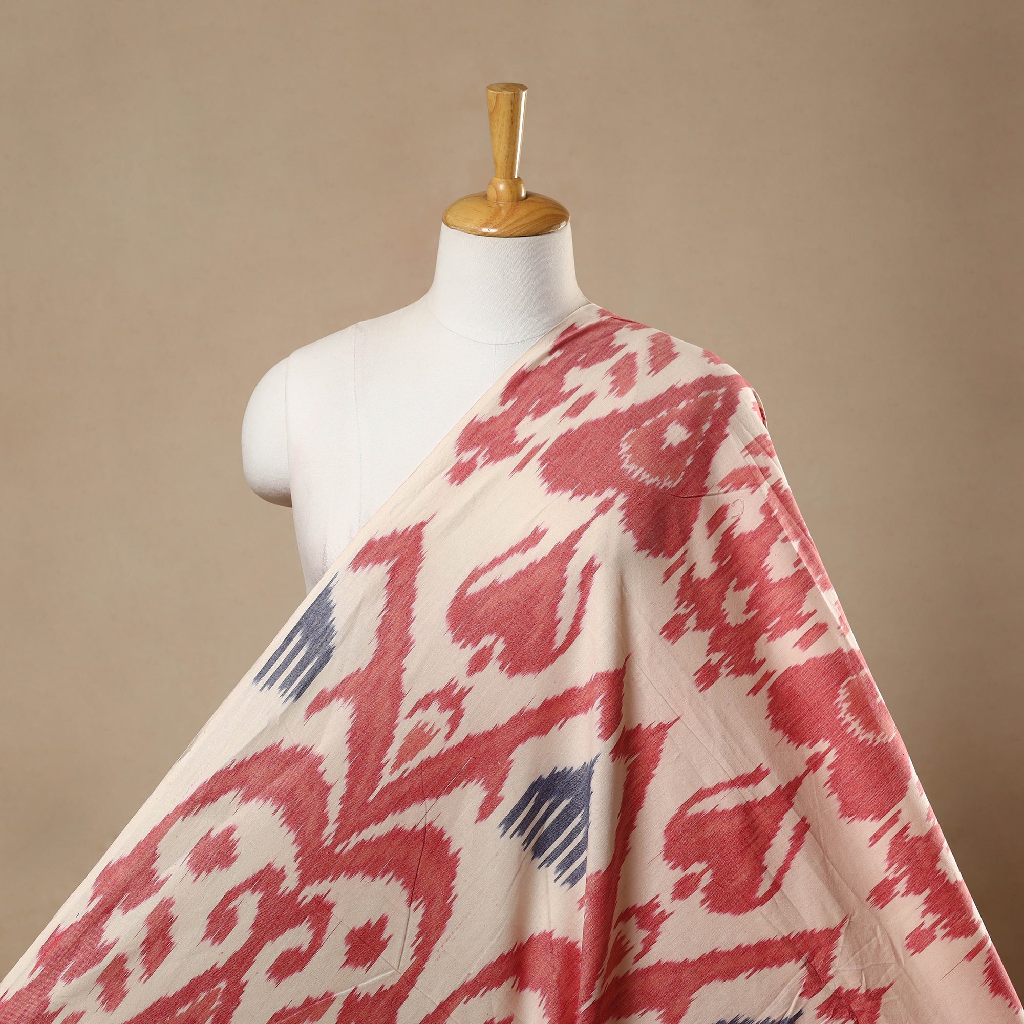 IKAT WEAVES BY EDEM CHANDANA Beige - Cotton Central Asian Pochampally Ikat Fabric 01