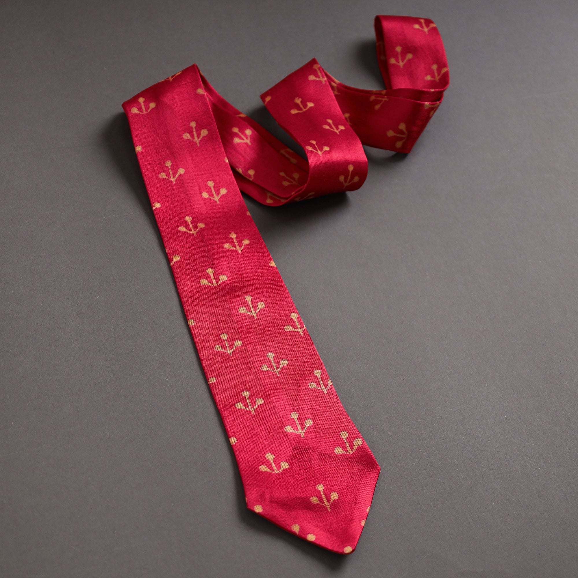 JALPARI Block Printed Mashru Silk Handmade Necktie for Men