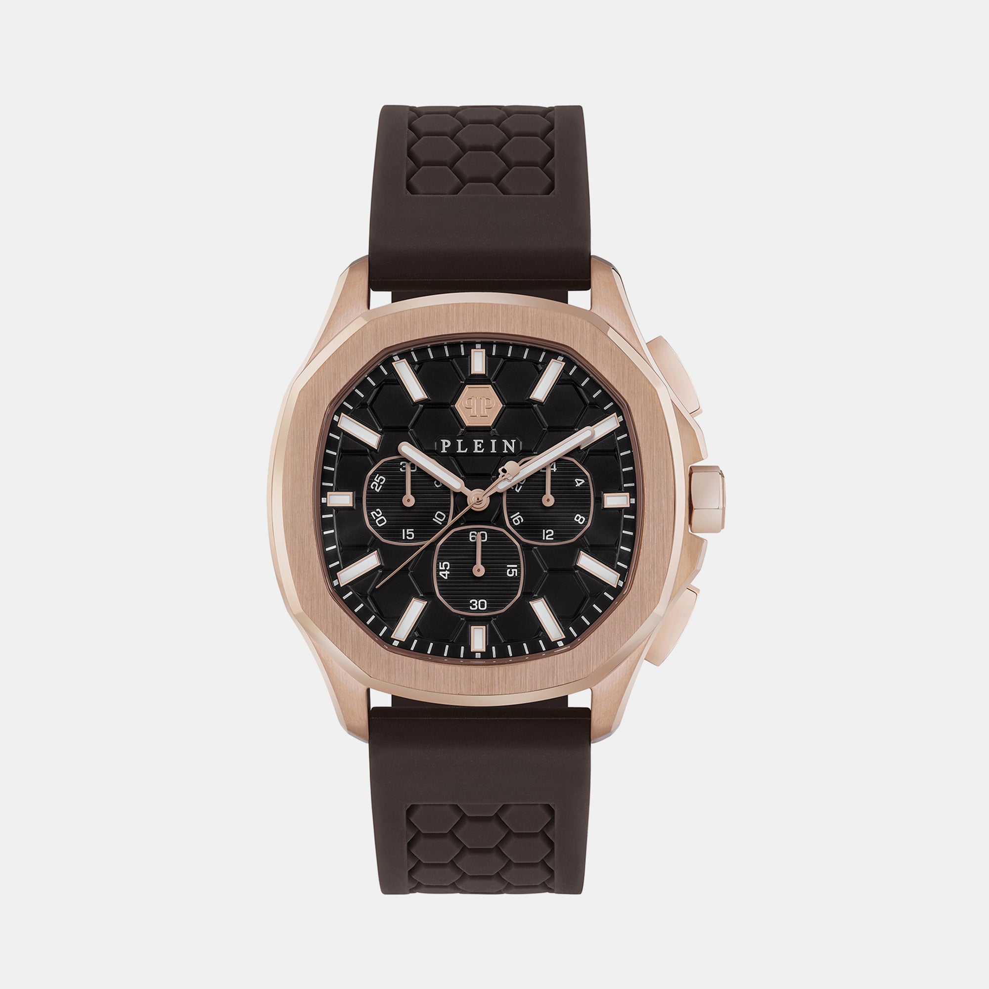Philipp Plein High-Iconic Men Quartz Brown Dial Chronograph Silicone Watch PWSAA0523