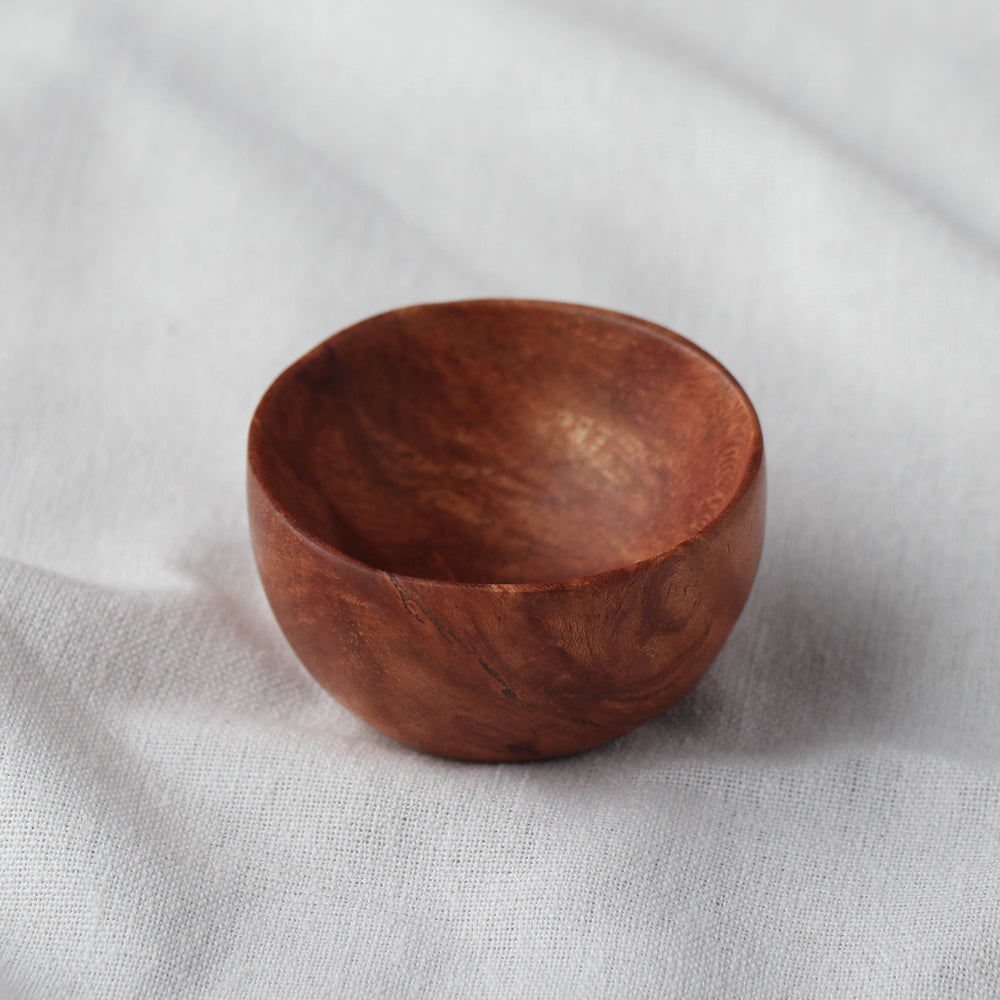 TORA CREATIONS Brown - Handcarved Natural Neem Wood Bowl (2 in)