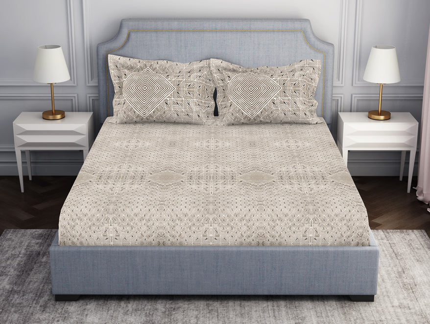 Spaces India Tonalelgence Geometric 100% Cotton Fitted King - Essentials by Spaces