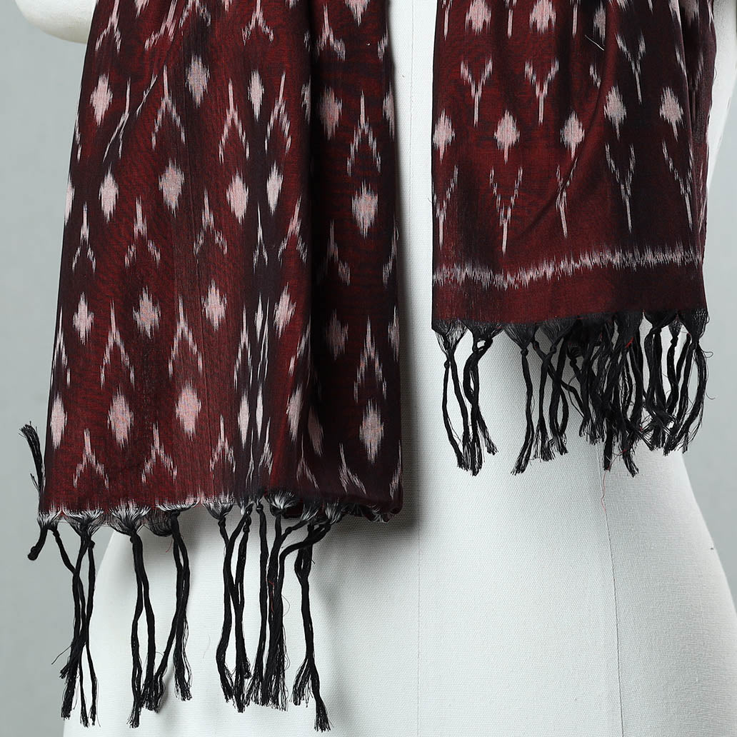 SOUTH KARGHA Brown - Handloom Mercerized Cotton Pochampally Ikat Stole 11 - view 3