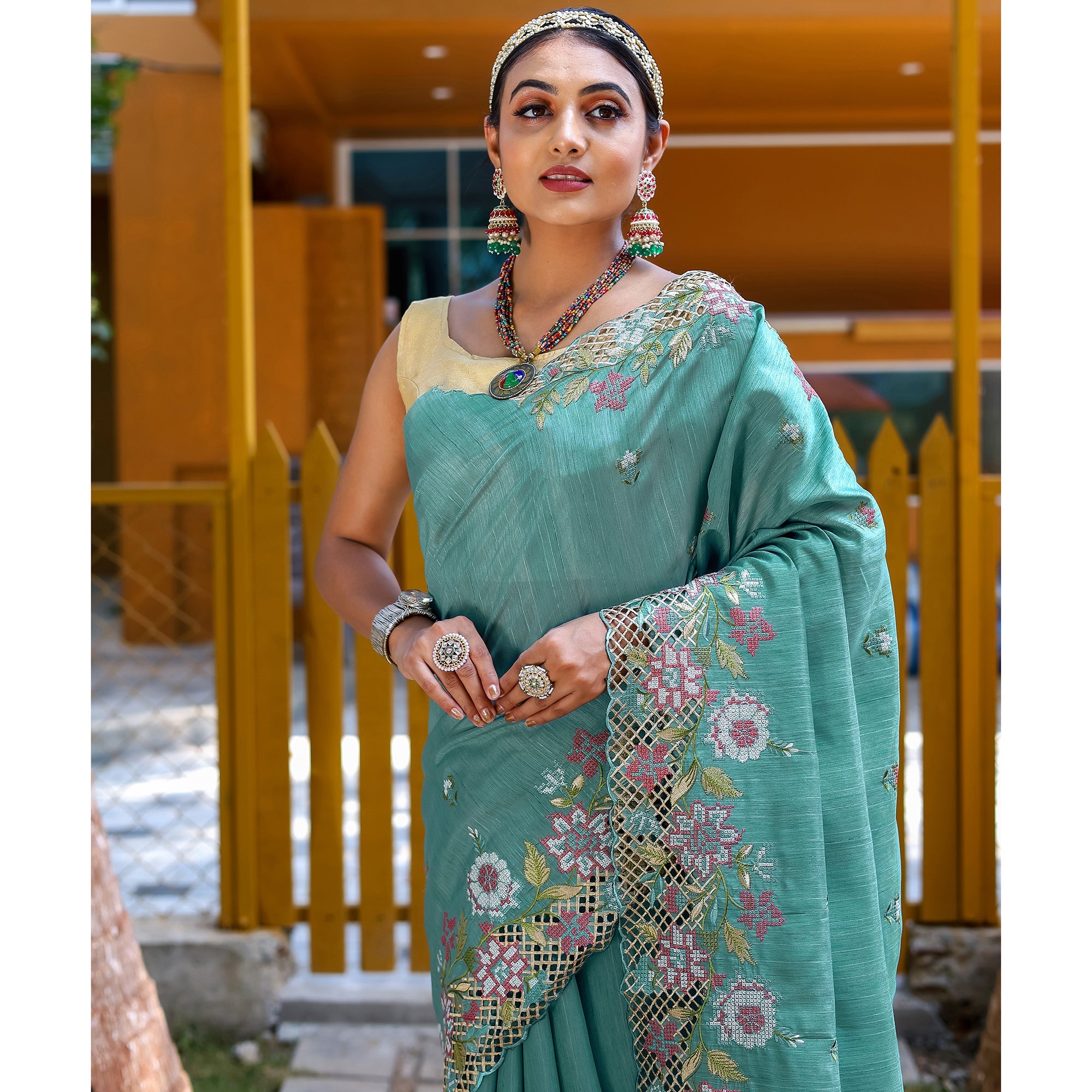TASARIKA COUTURE Apeksha Sky Silk Handwork Saree - view 3