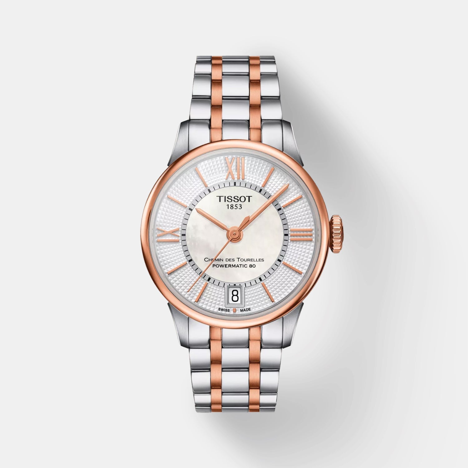 Tissot Chemin Des Tourelles Women Automatic White Mother Of Pearl Dial Analog Stainless Steel Watch T0992072211802
