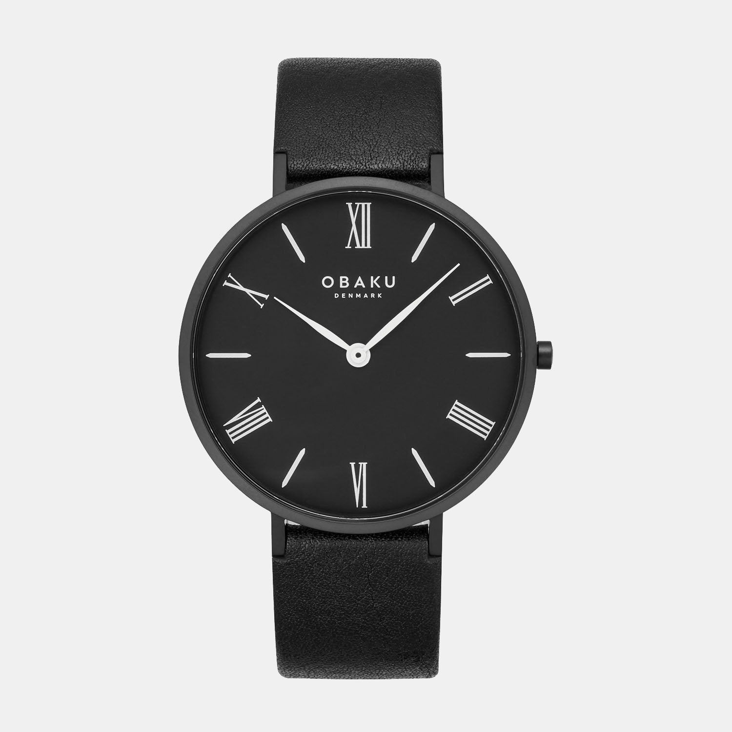 Obaku Folie Ebony Men Quartz Black Dial Analog Leather Watch V283GXBBRB