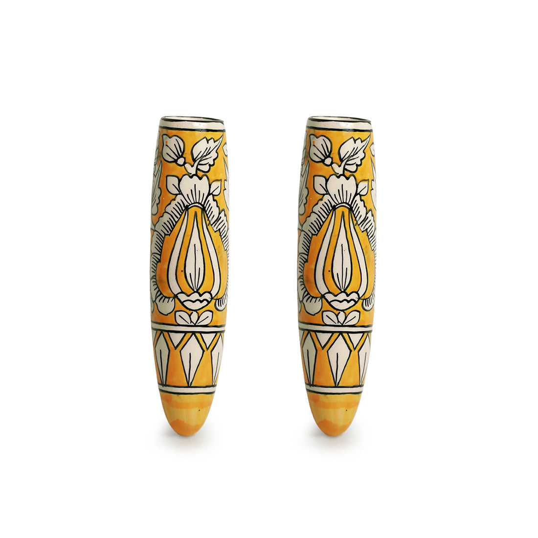 EXCLUSIVELANE 'Mughal Tales' Magnetic Fridge Planters In Ceramic (Set of 2) - view 2